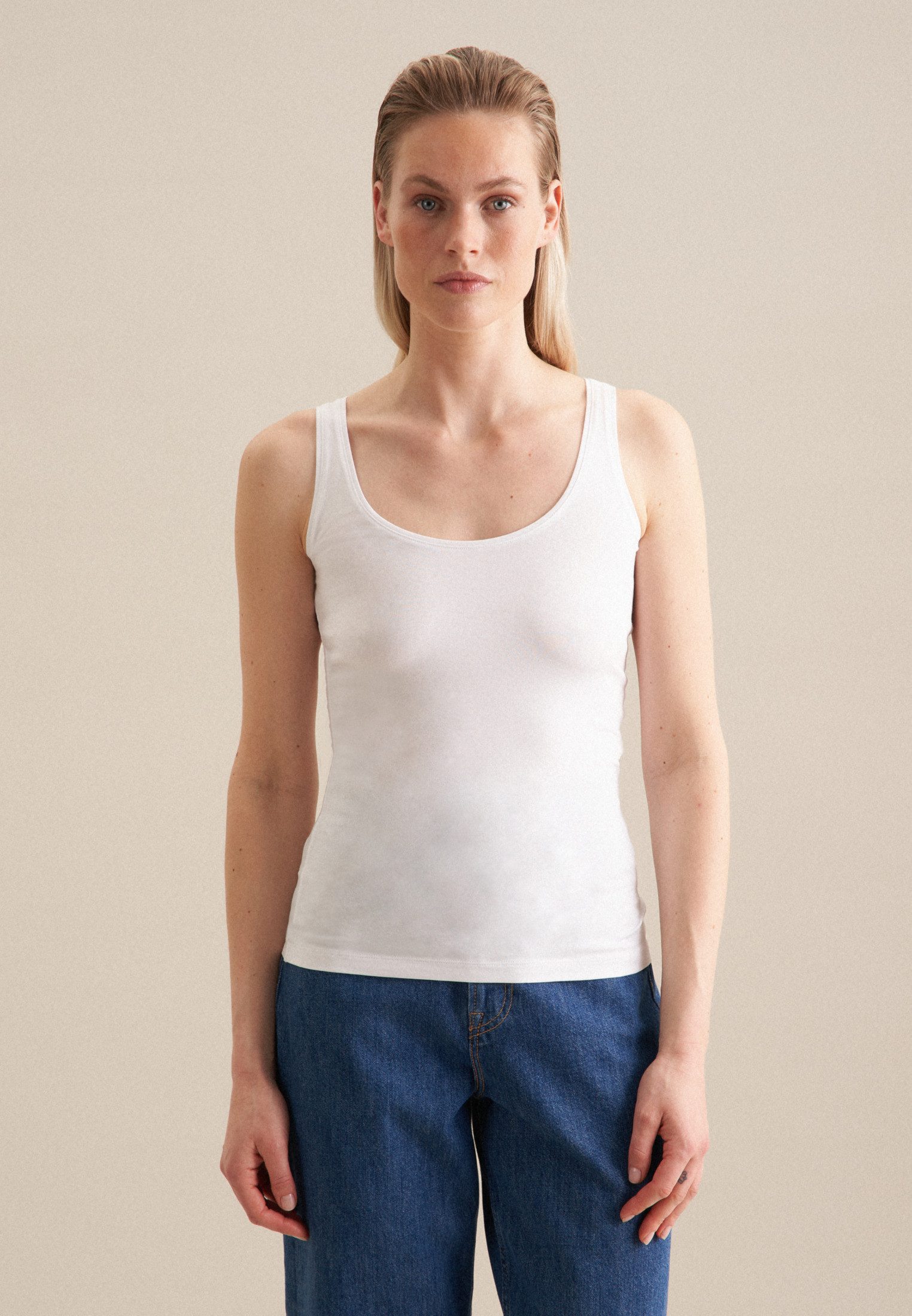 seidensticker Shirttop Zwarte roos Zonder mouwen, ronde hals dames tops maat XL wit