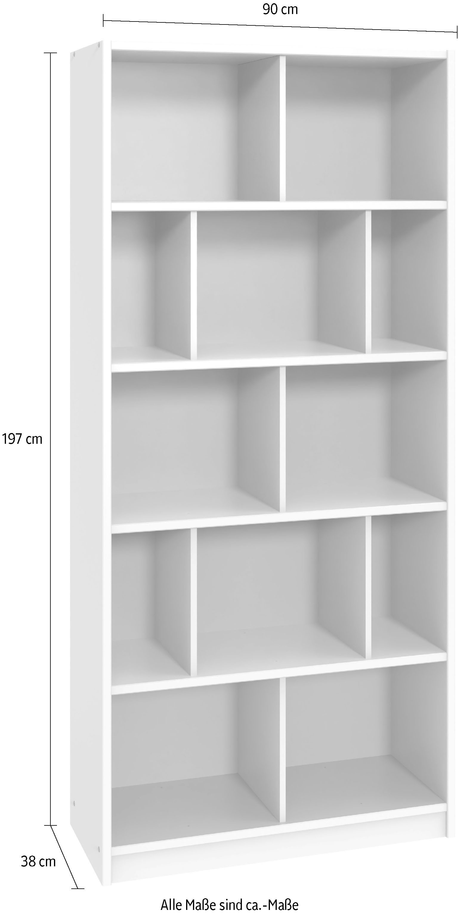 Wimex Rek Norderney hoge rek B/D/H 90/38/197 cm met diverse opbergmogelijkheden, 12 open vakken