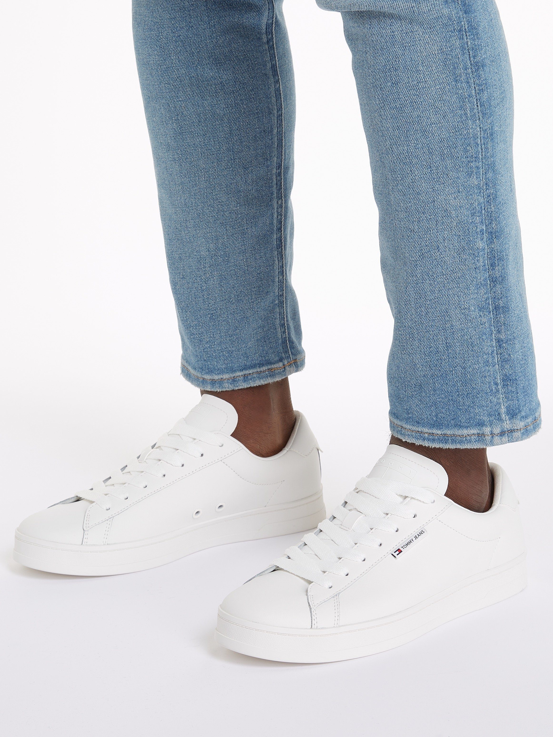 TOMMY JEANS Sneakers TJM LEATHER LOW CUPSOLE met label, vrijetijdsschoen, lage schoen, veterschoen