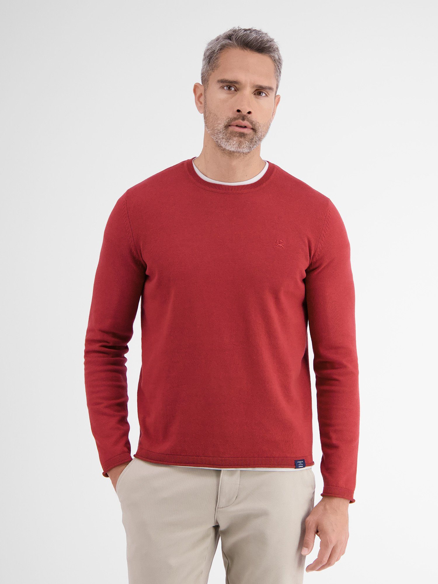 Lerros Gebreide trui LERROS ronde hals pullover, vlakbrei