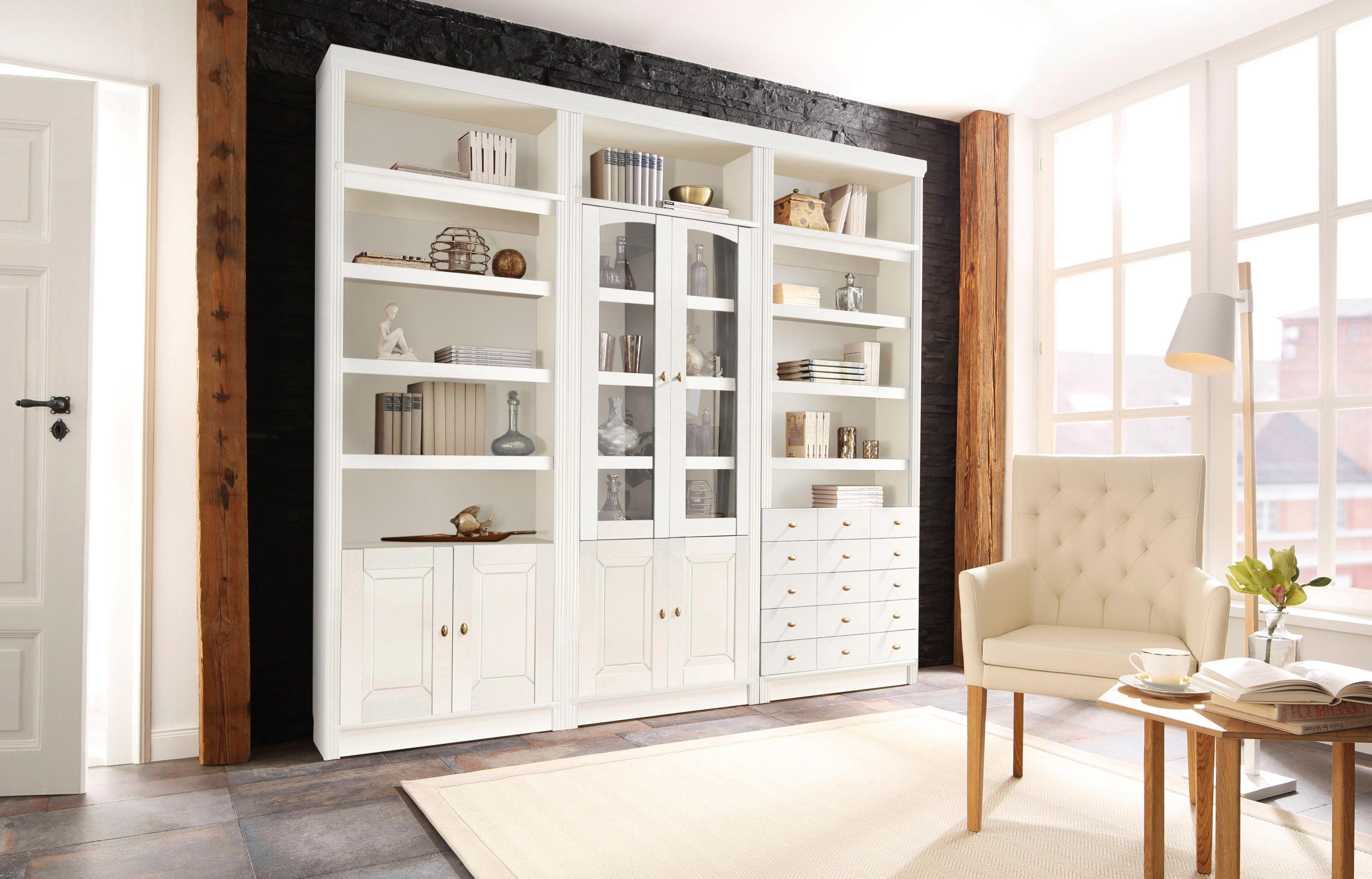 Home affaire Boekenkast Soeren massief grenen, in 2 hoogten, diepte 29 cm, deuren met vensterglas-inzet