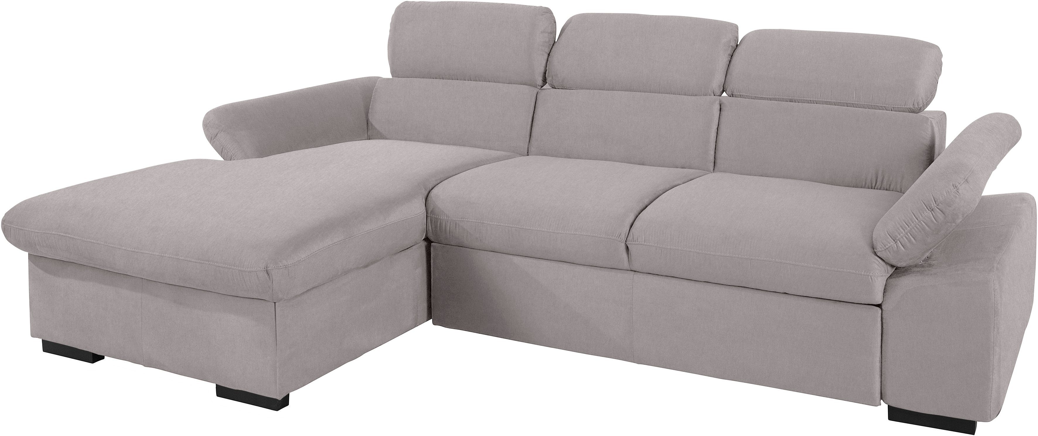 COTTA Hoekbank Lola L-vorm met hoofdeinde-functie & poef keuze met bedfunctie, bedlade & armleuningverstelling (set)