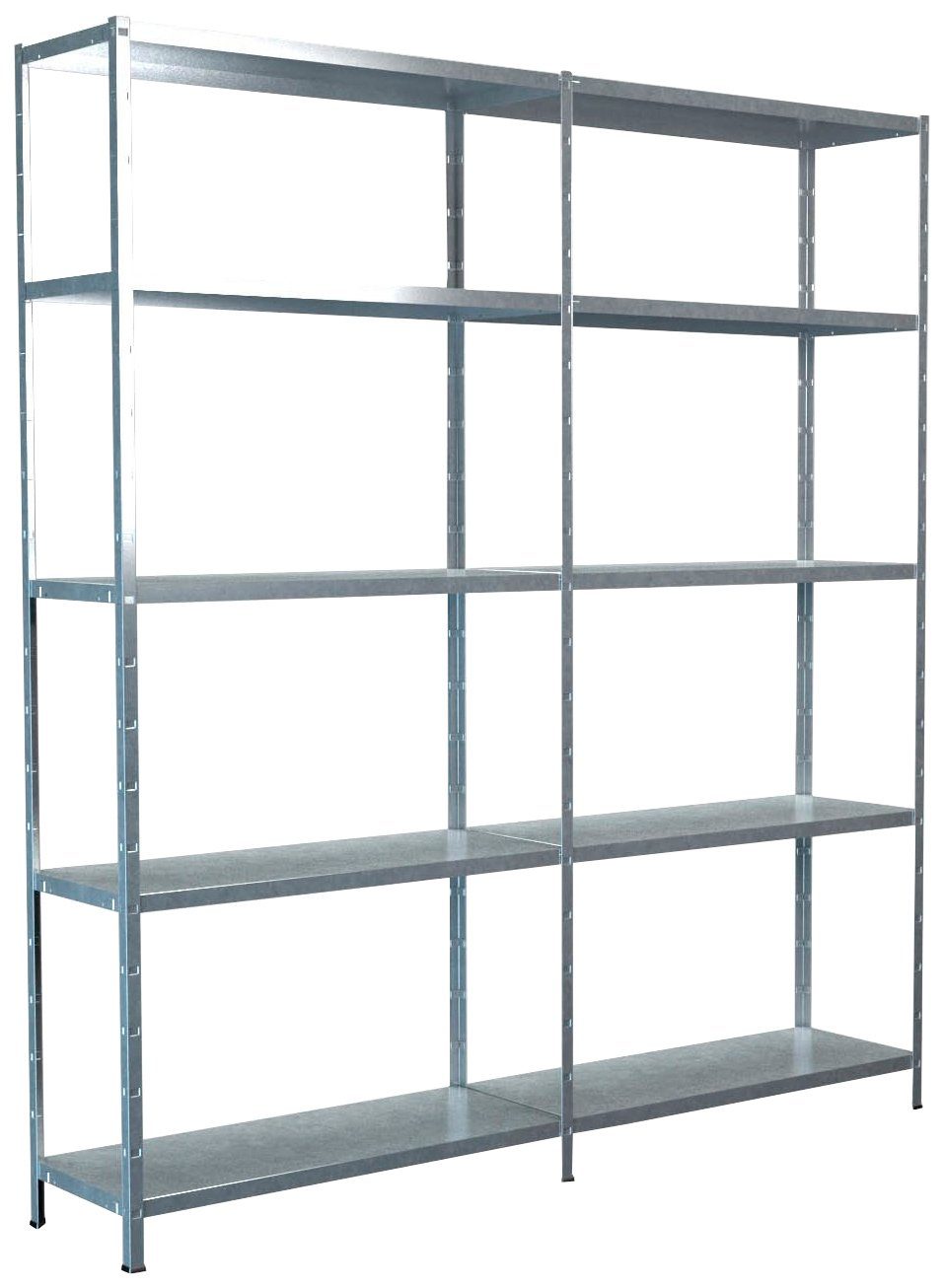 SCHULTE Regalwelt Stellingkast Montagesysteem basis- en aanbouwrek Metaal verzinkt, 2000x1800x350 mm, 10 planken rekken zilver(kleur)