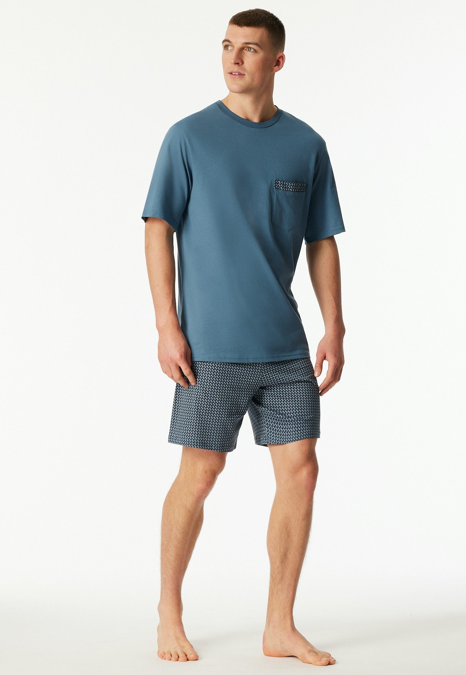 Schiesser Shortama Comfort Nightwear met opgestikte borstzak (2-delig)