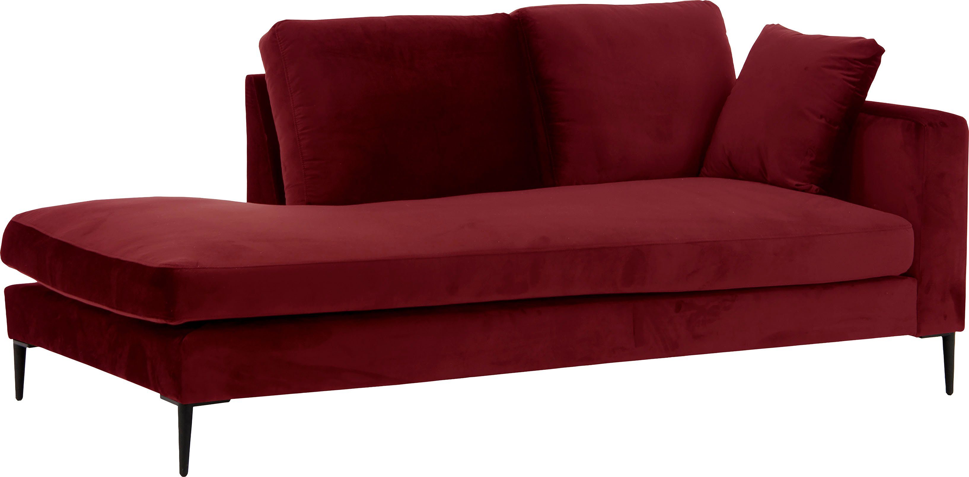 Leonique Récamier Cozy chaise longue, afmetingen B/D/H: 195/97/80 cm met los kussen en metalen poten, armleuning naar keuze links of rechts