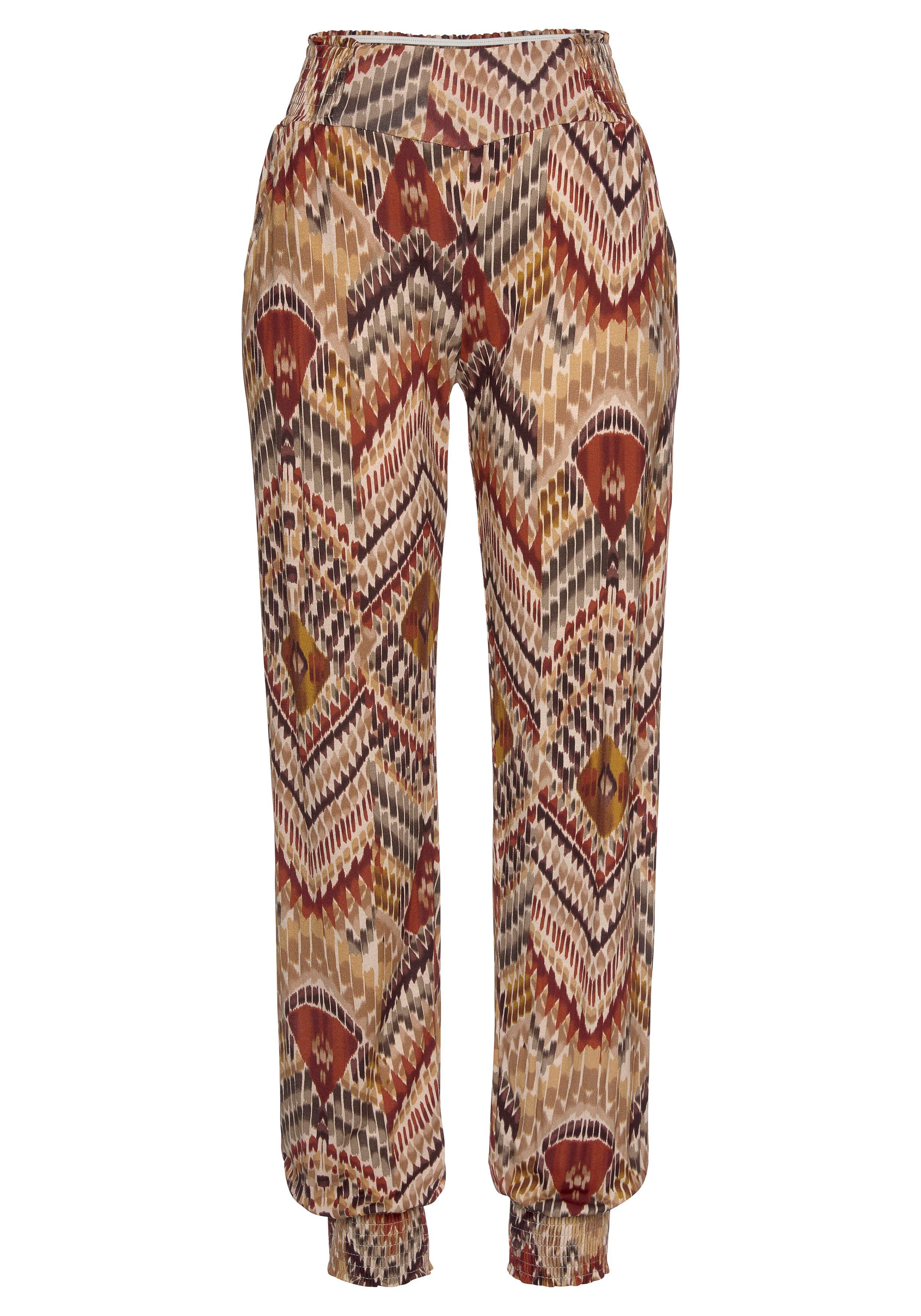 Lascana Jerseybroek met etnische print en zakken, losse pasvorm