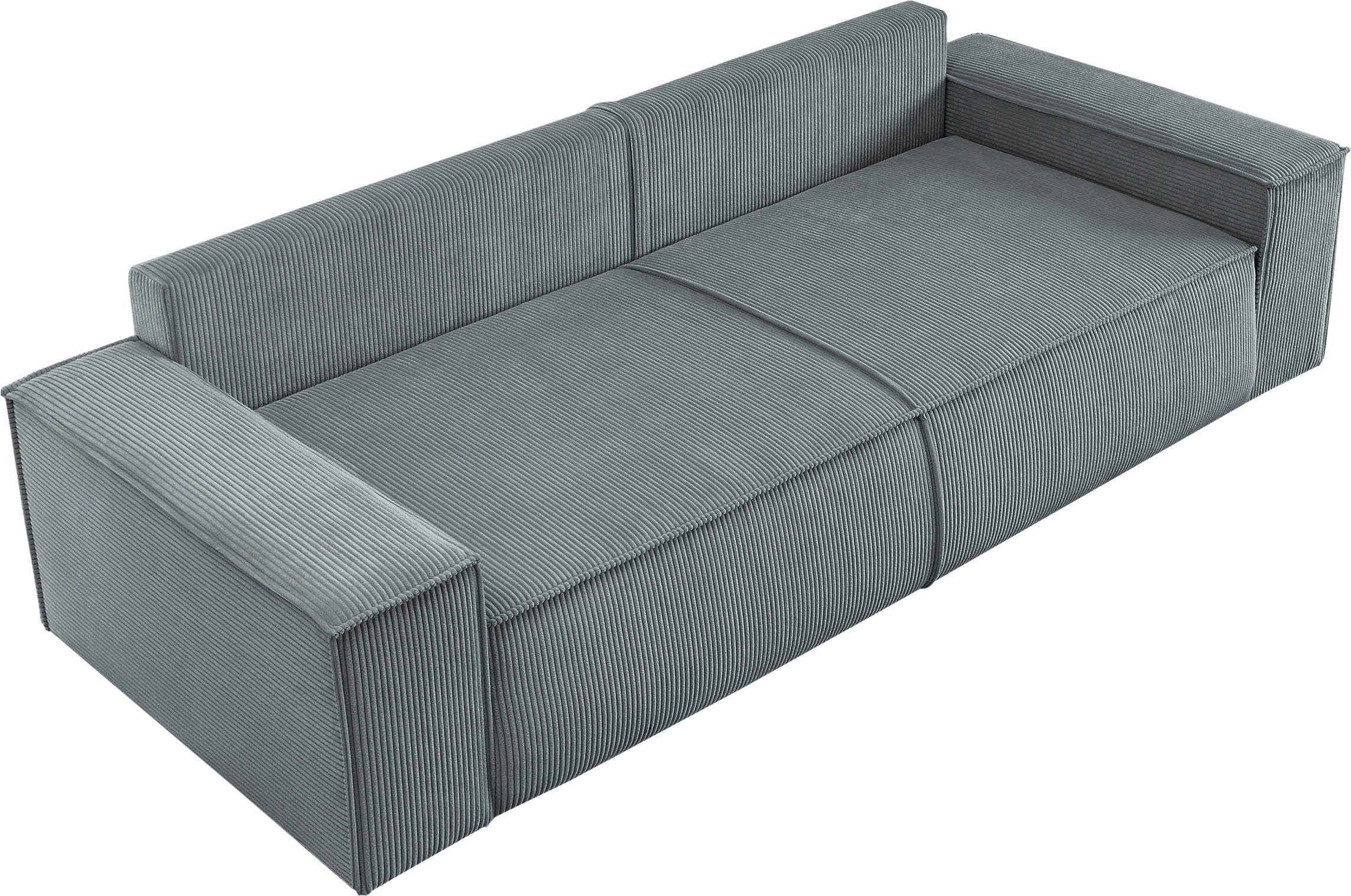 Home affaire 3-zitsbank SHERWOOD slaapbank (257 cm) ribfluweel, velours, vintage lederlook