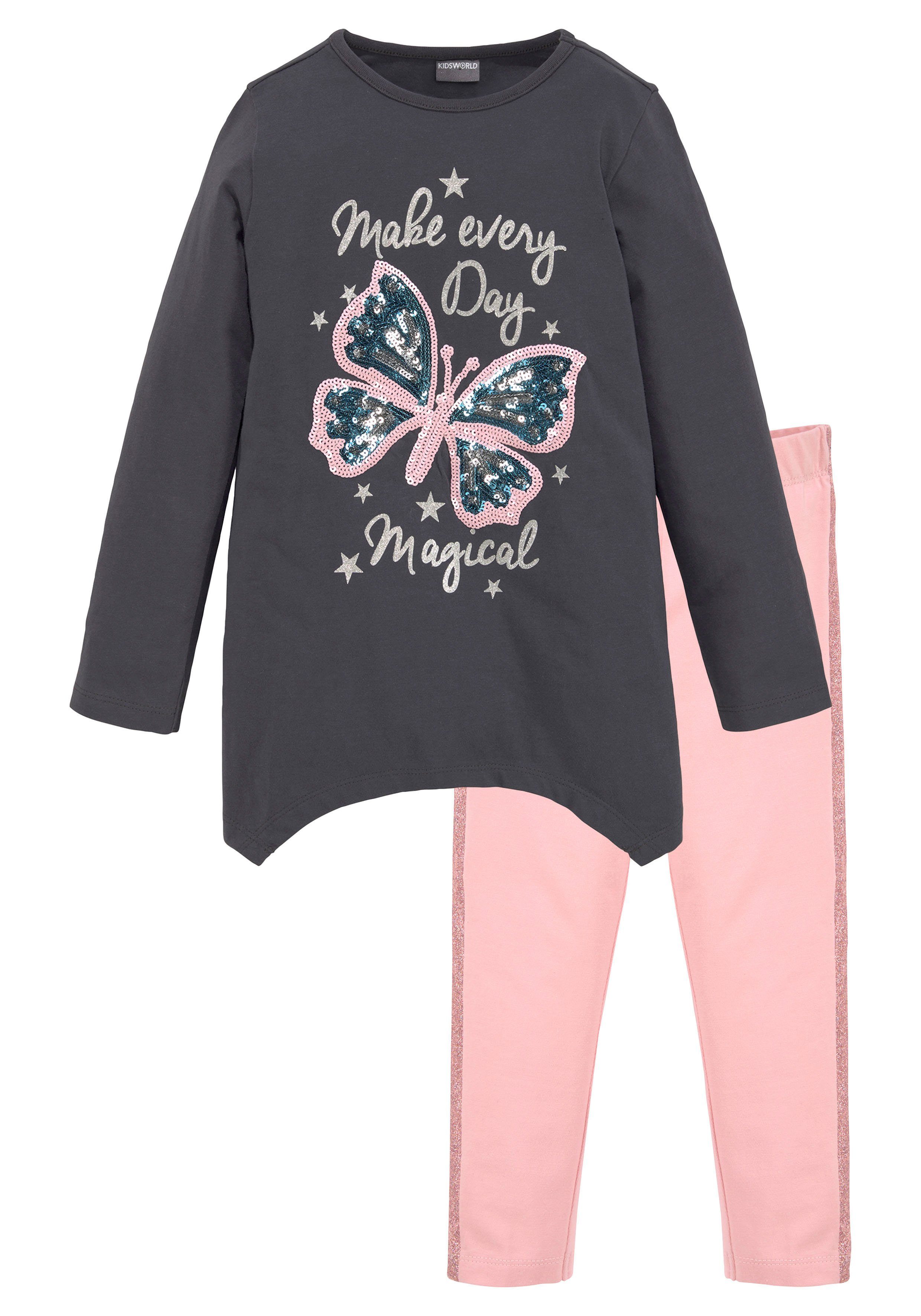 KIDSWORLD Shirt met lange mouwen & legging 2-delig set shirt + leggings met glinsterende details (set, 2-delig, 2)