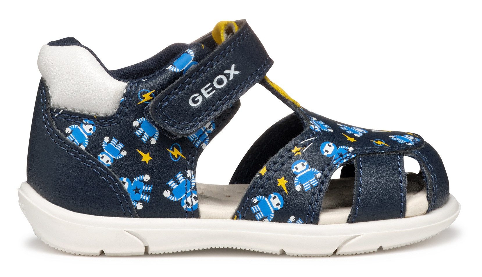 Geox Babyschoentjes B SANDAL ZAPITO BOY , babyschoen, sandaal, klittenbandschoen met schattige robotmotieven