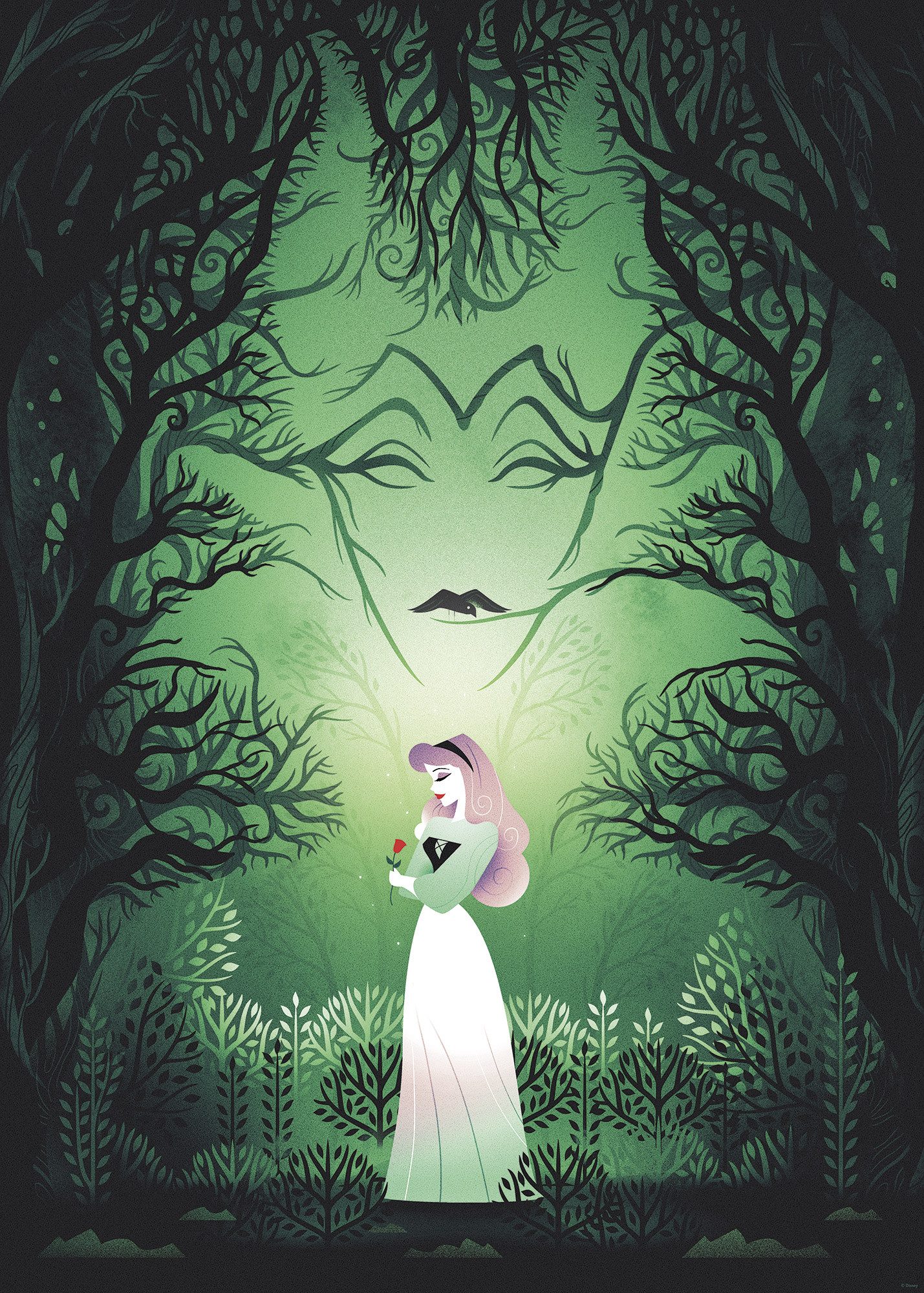 Komar Artprint Disney Sleeping Beauty Aurora Maleficent 50 x 70 cm (breedte x hoogte) - kinderkamer, wandsticker (set)