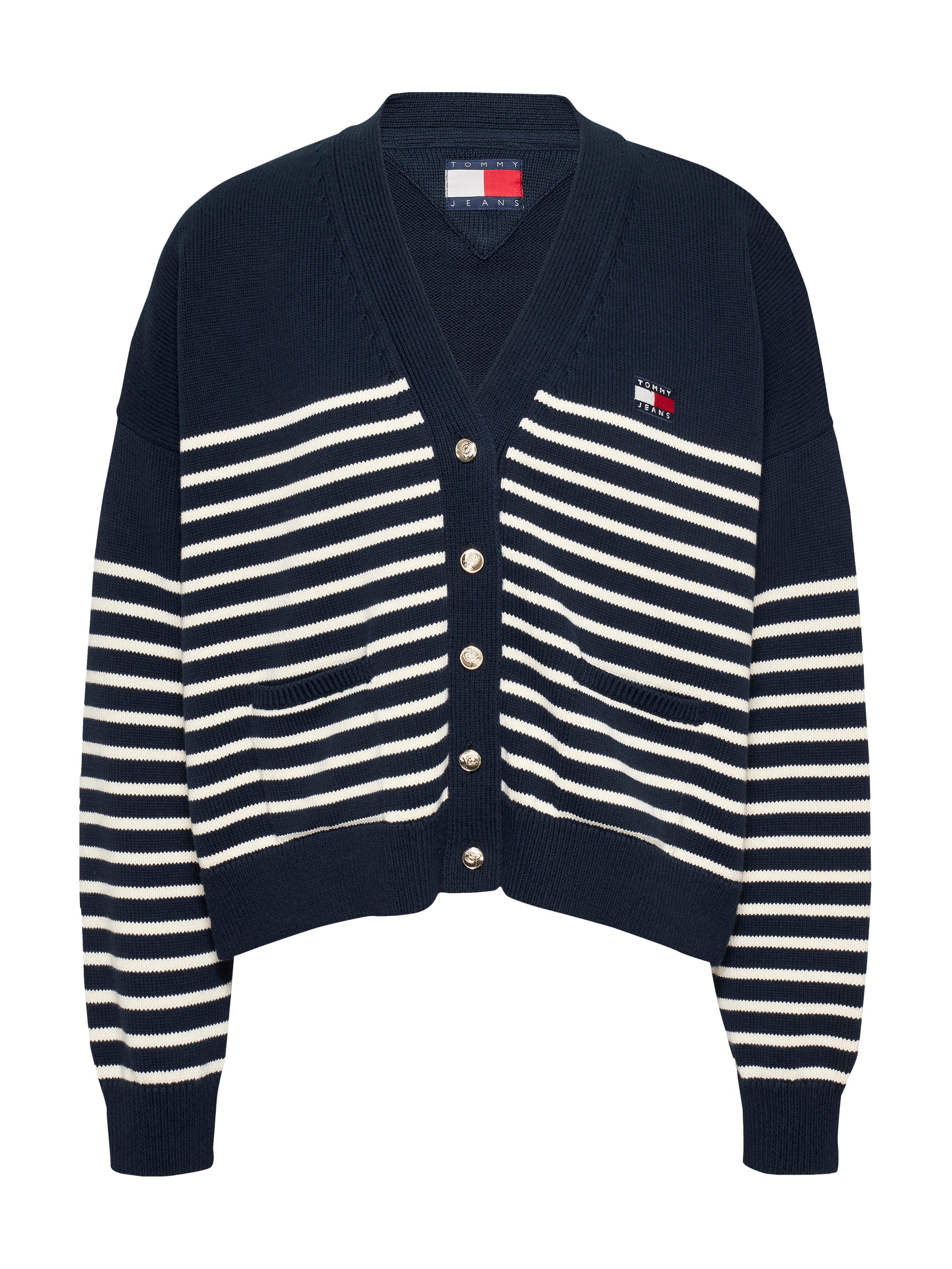 TOMMY JEANS Vest TJW CABLE CARDIGAN met streepjespatroon, zakken