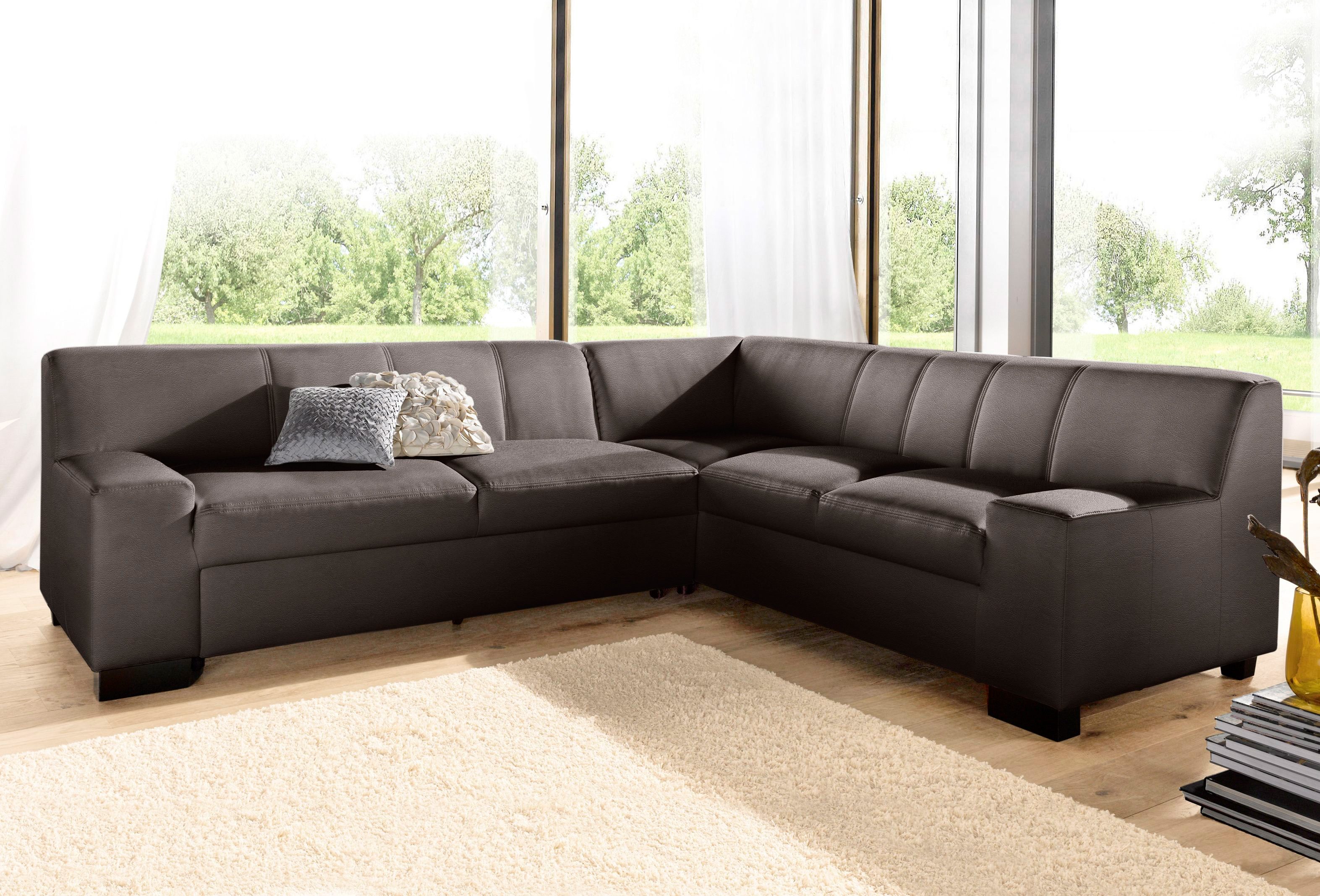 DOMO collection Hoekbank Norma Top, elegant en modern, platte armleuningen, L-vorm