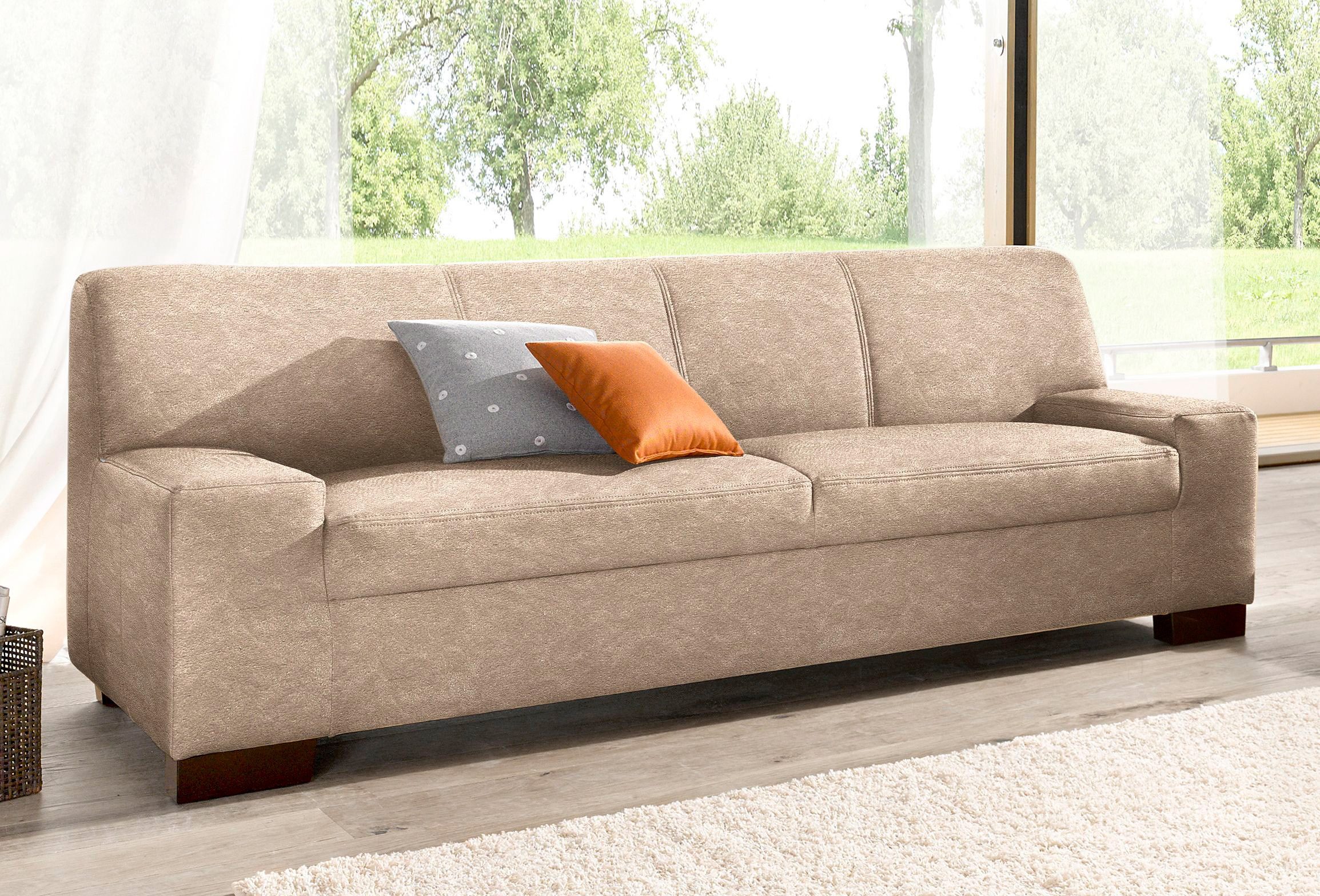 DOMO collection 2-zitsbank Norma, tijdloos, kubisch en elegant, comfortabel, platte armleuningen