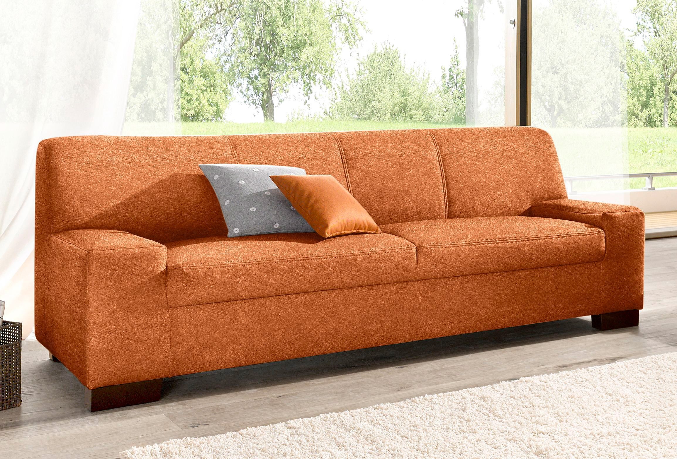 DOMO collection 2-zitsbank Norma, tijdloos, kubisch en elegant, comfortabel, platte armleuningen