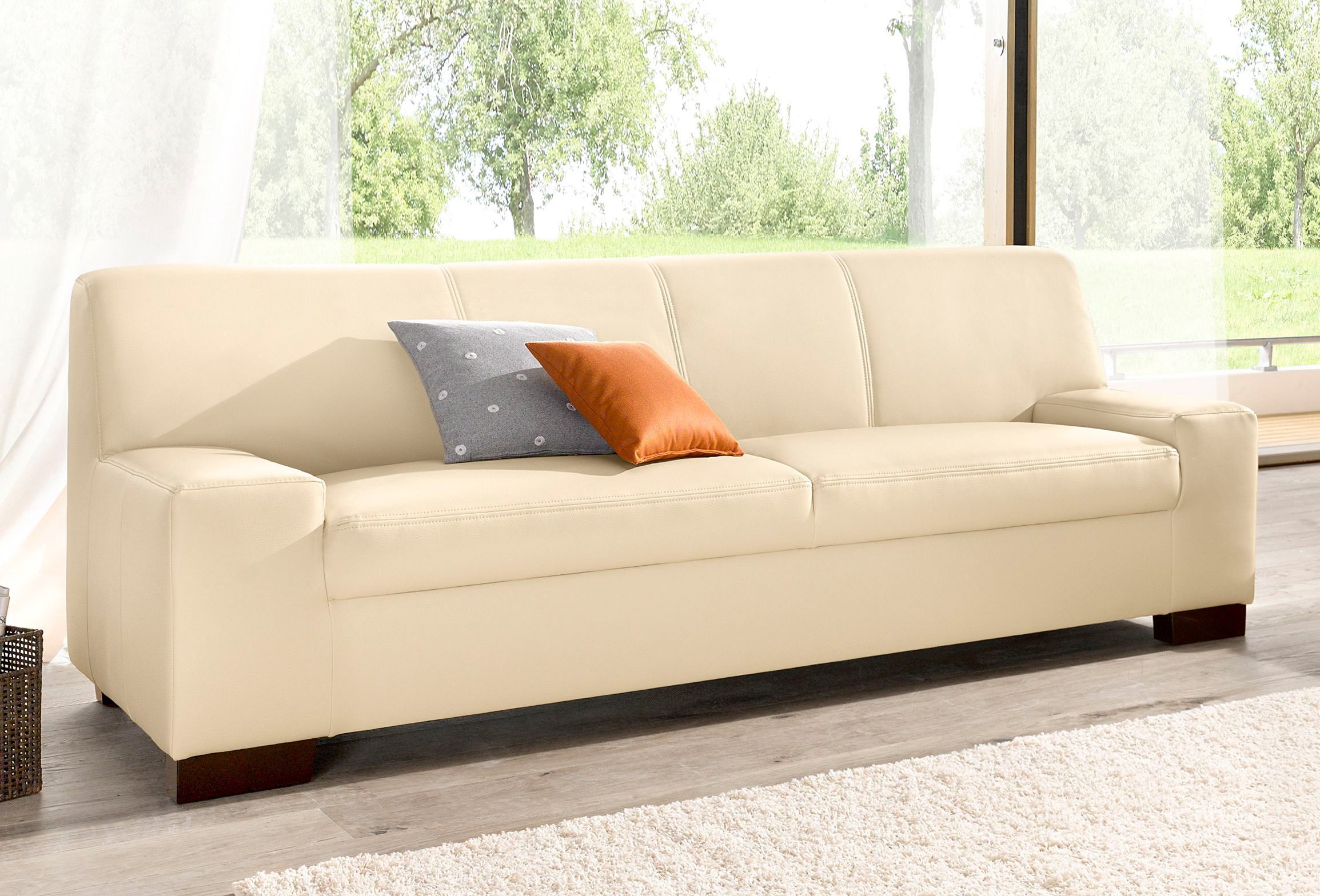 DOMO collection 2-zitsbank Norma, tijdloos, kubisch en elegant, comfortabel, platte armleuningen