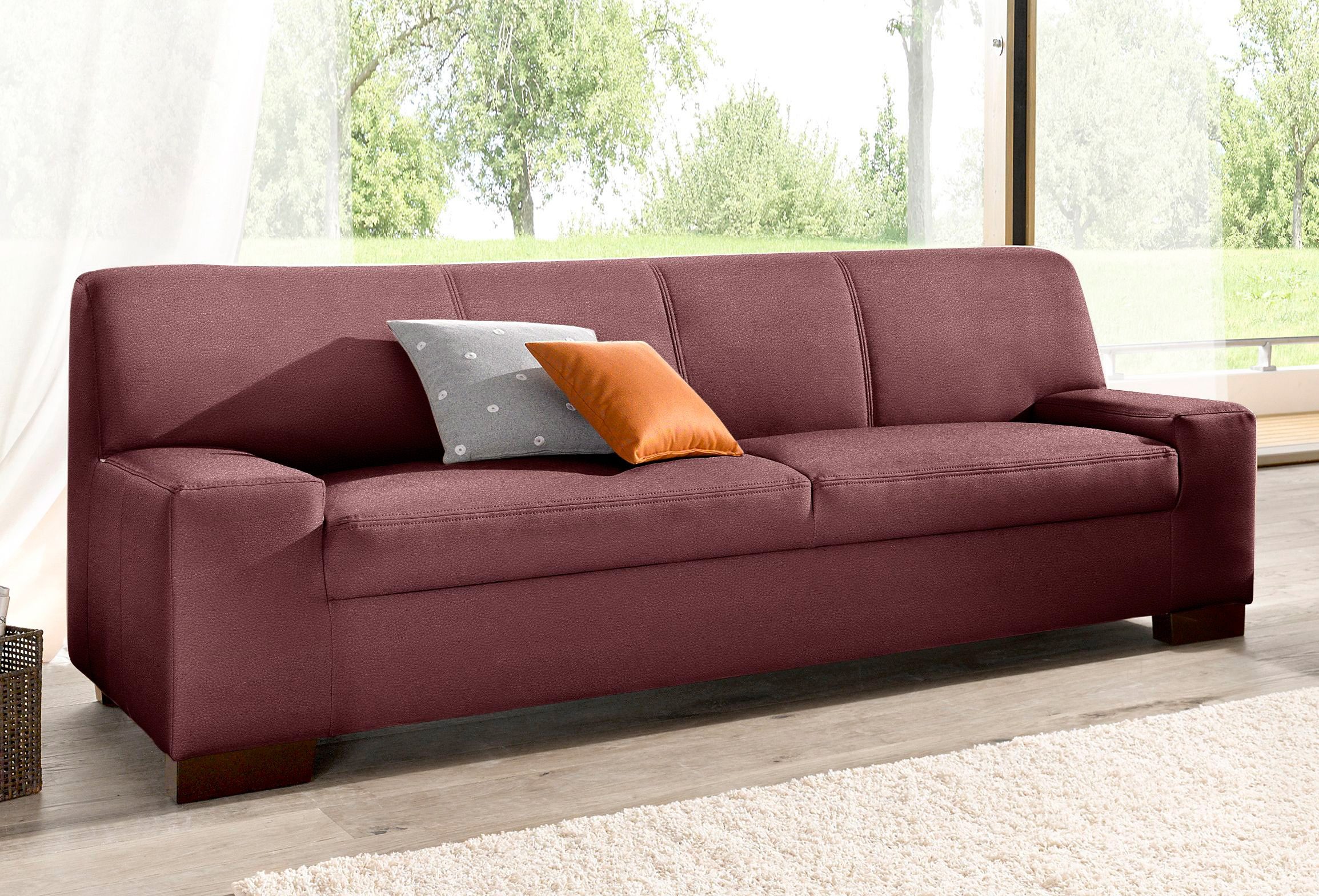 DOMO collection 2-zitsbank Norma, tijdloos, kubisch en elegant, comfortabel, platte armleuningen
