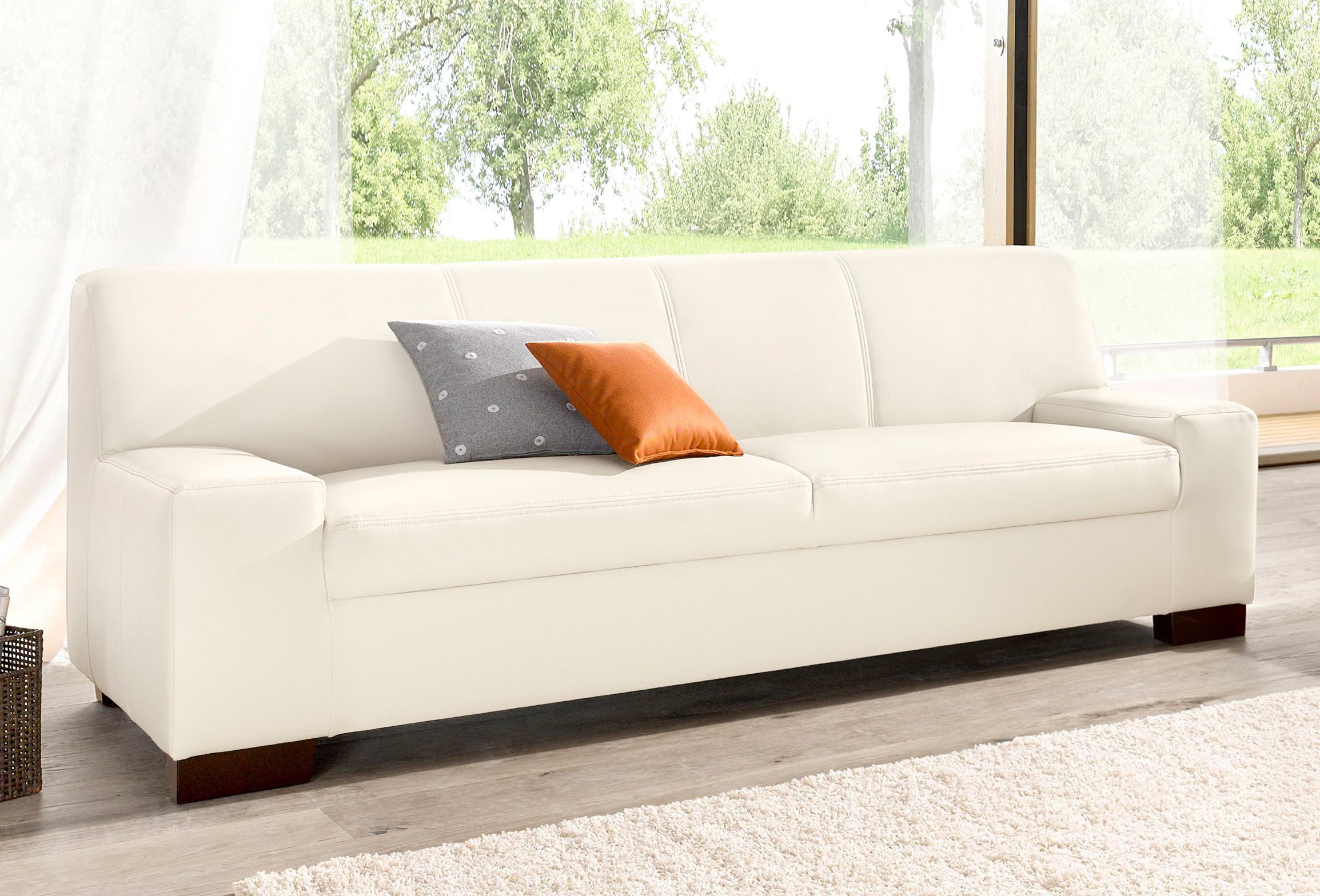 DOMO collection 2-zitsbank Norma, tijdloos, kubisch en elegant, comfortabel, platte armleuningen