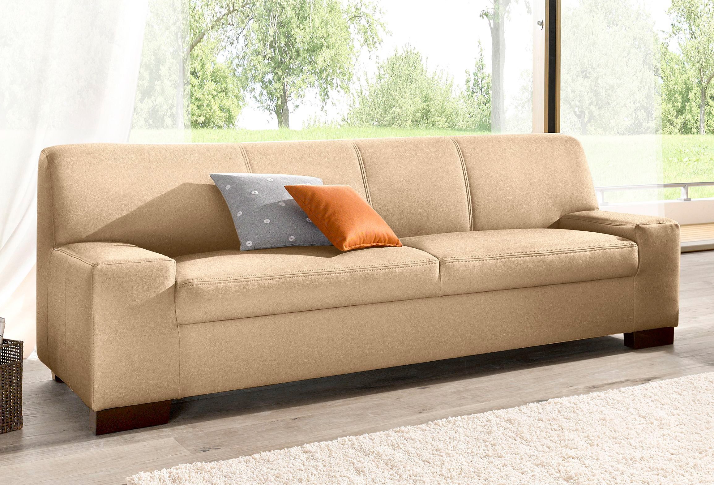 DOMO collection 2-zitsbank Norma, tijdloos, kubisch en elegant, comfortabel, platte armleuningen