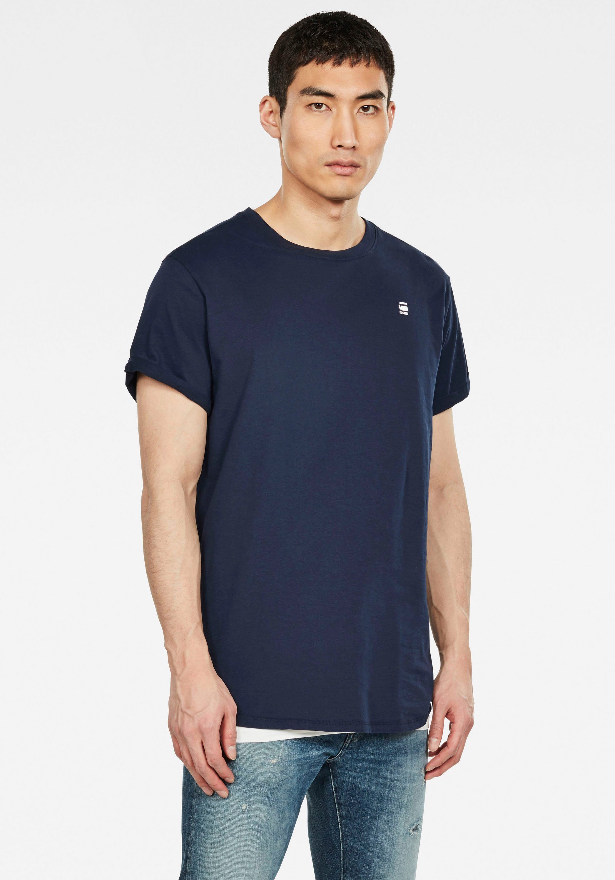 G-Star RAW T-shirt Lash met kleine logo stitching heren t-shirts maat XXL (60/62) blauw