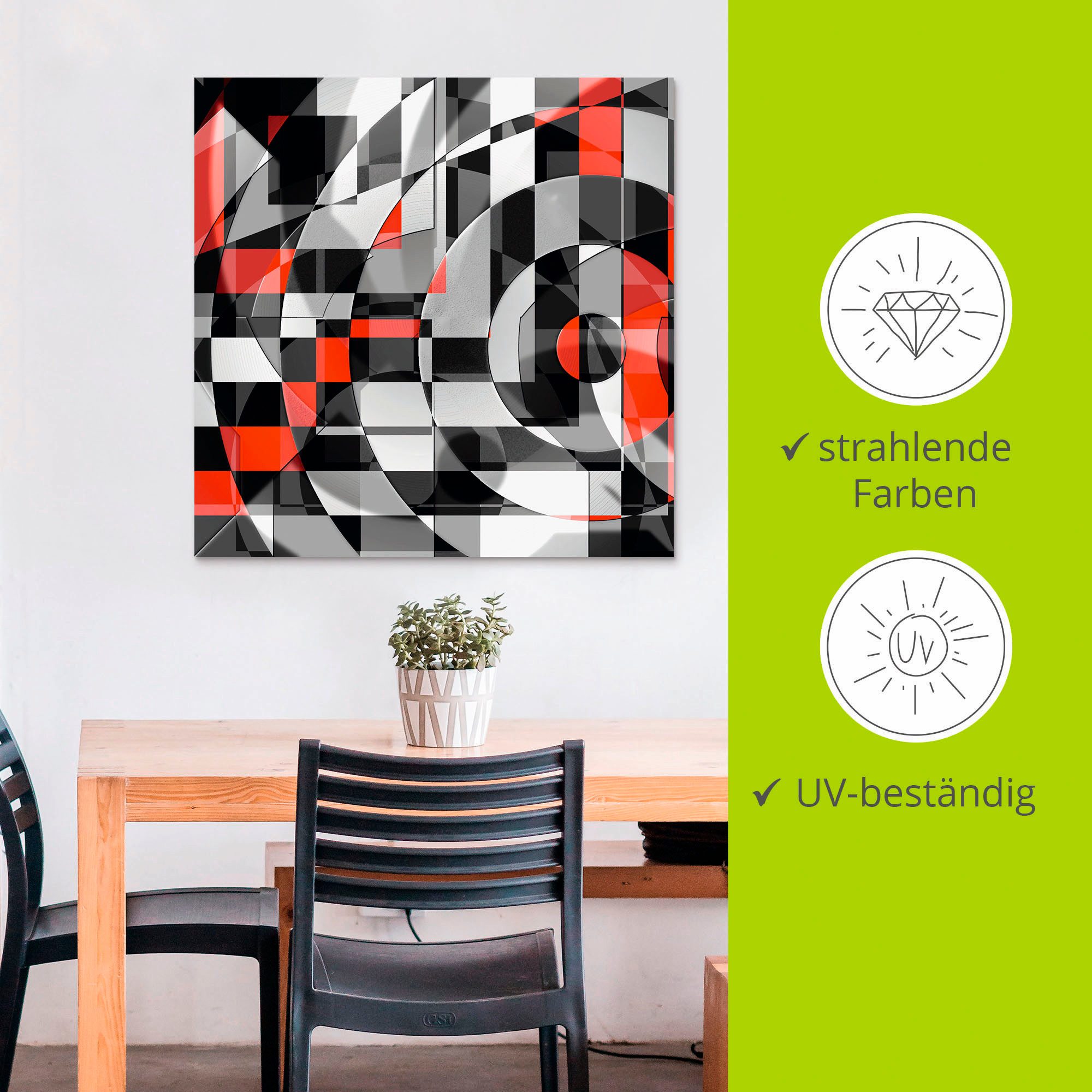 Artland Artprint Zwart-wit raakt rood versie 1 als artprint van aluminium, artprint voor buiten, artprint op linnen in verschillende maten