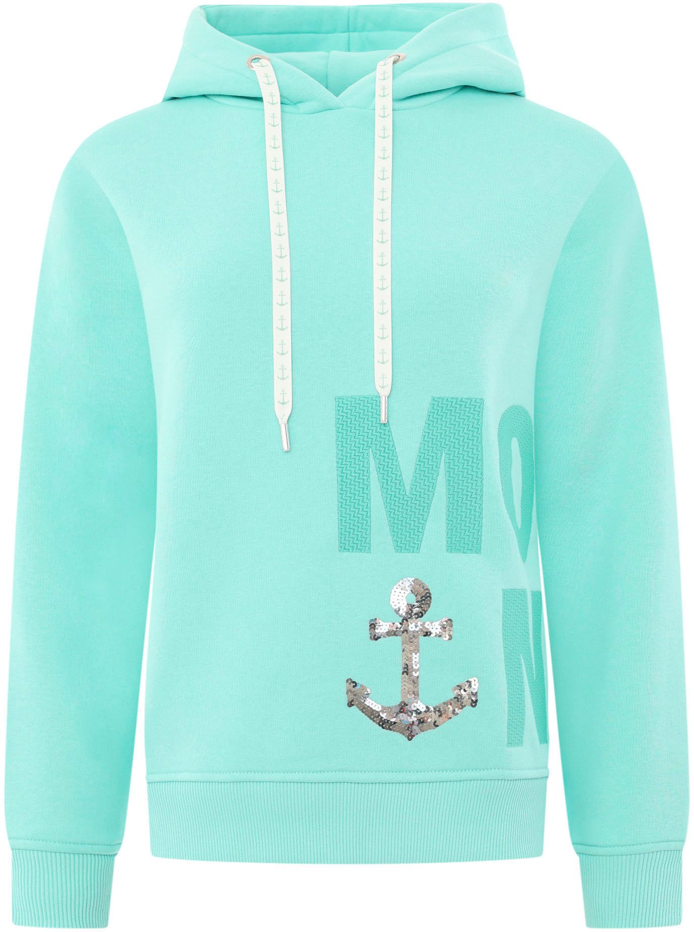 Zwillingsherz Sweatshirt Moin met paillettenanker en geborduurd opschrift op de rug
