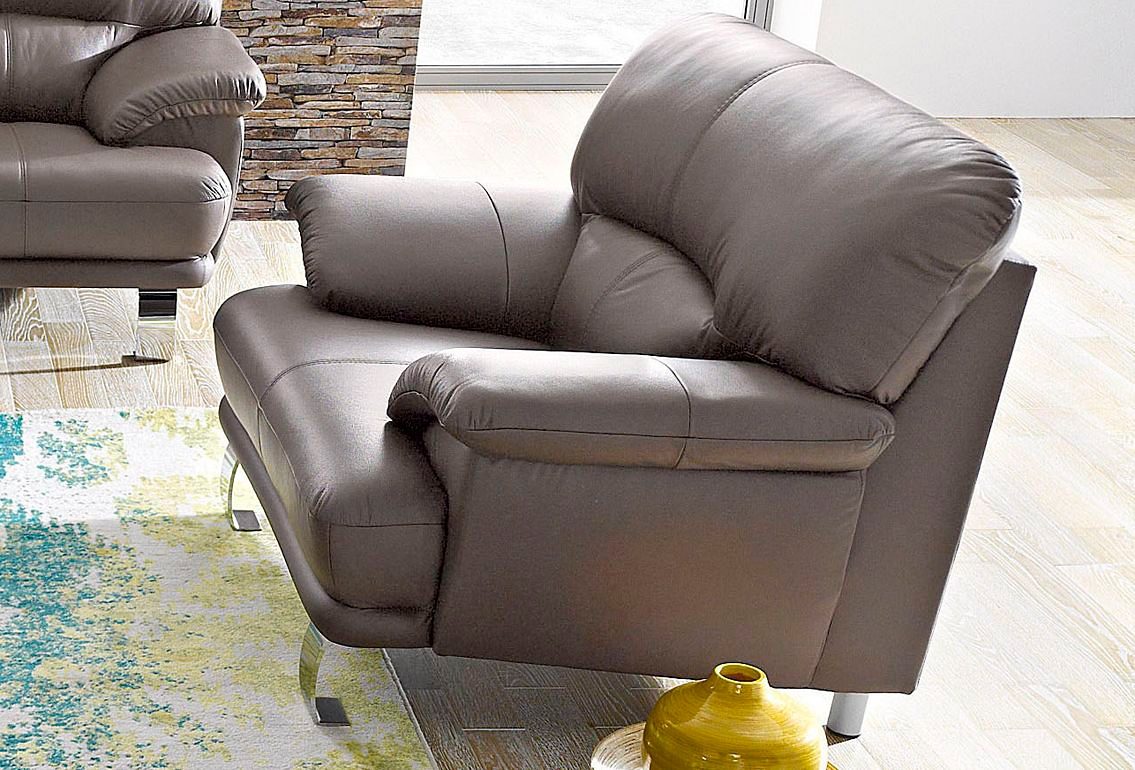 TRENDMANUFAKTUR Fauteuil Cecilia, loungestoel in Italiaans design, hoog zitcomfort comfortabele armleuningen en rugverwerking, aantrekkelijke metalen voet (set)