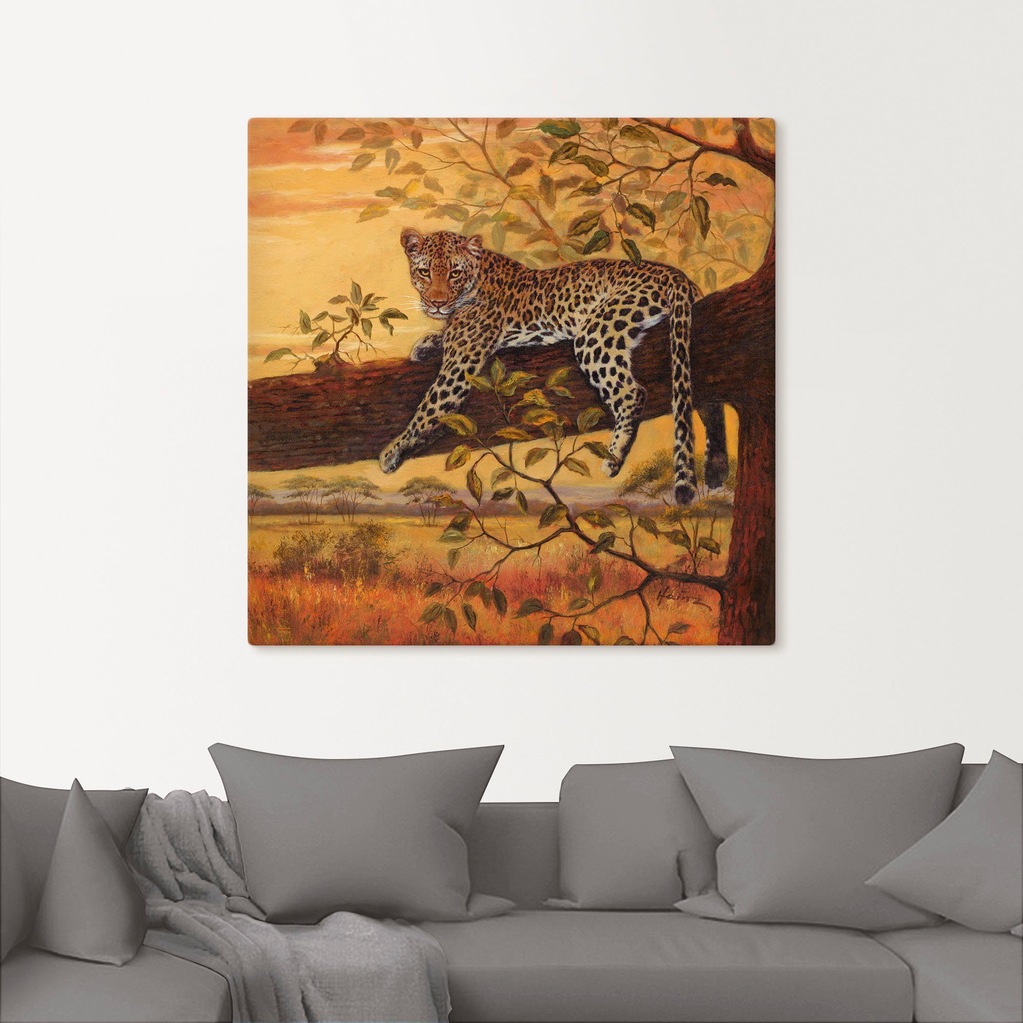 Artland Artprint Rustend luipaard als artprint op linnen, muursticker in verschillende maten