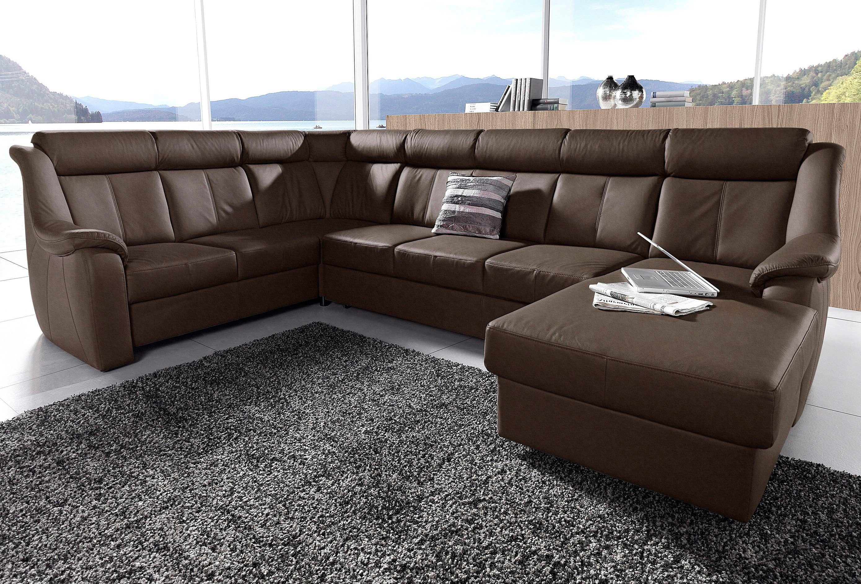sit&more Zithoek Basel U-vorm optioneel met relaxfunctie bruin, zithoeken, Récamier rechts, Zonder relaxfunctie