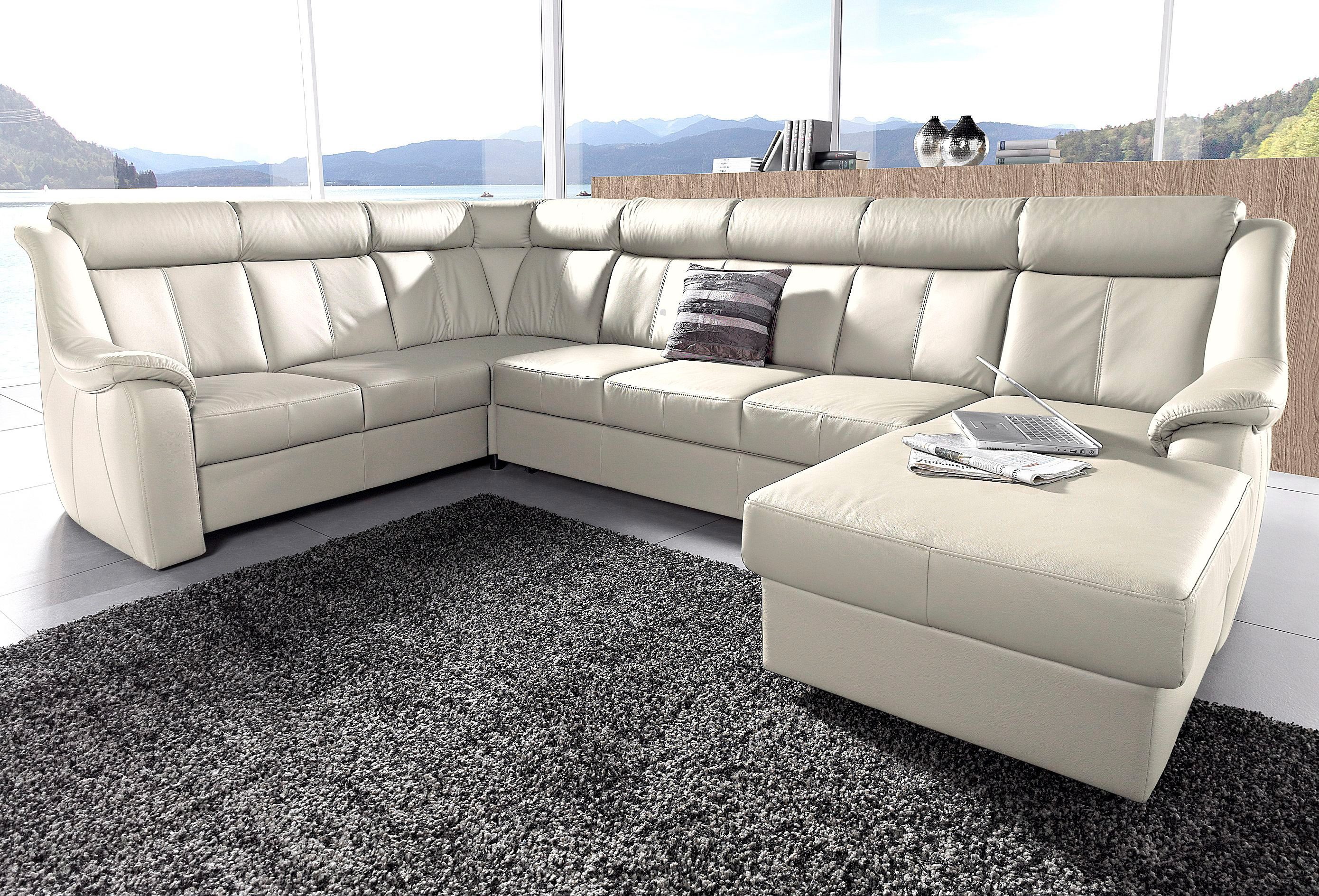 sit&more Zithoek Basel U-vorm optioneel met relaxfunctie wit, zithoeken, Récamier rechts, Zonder relaxfunctie