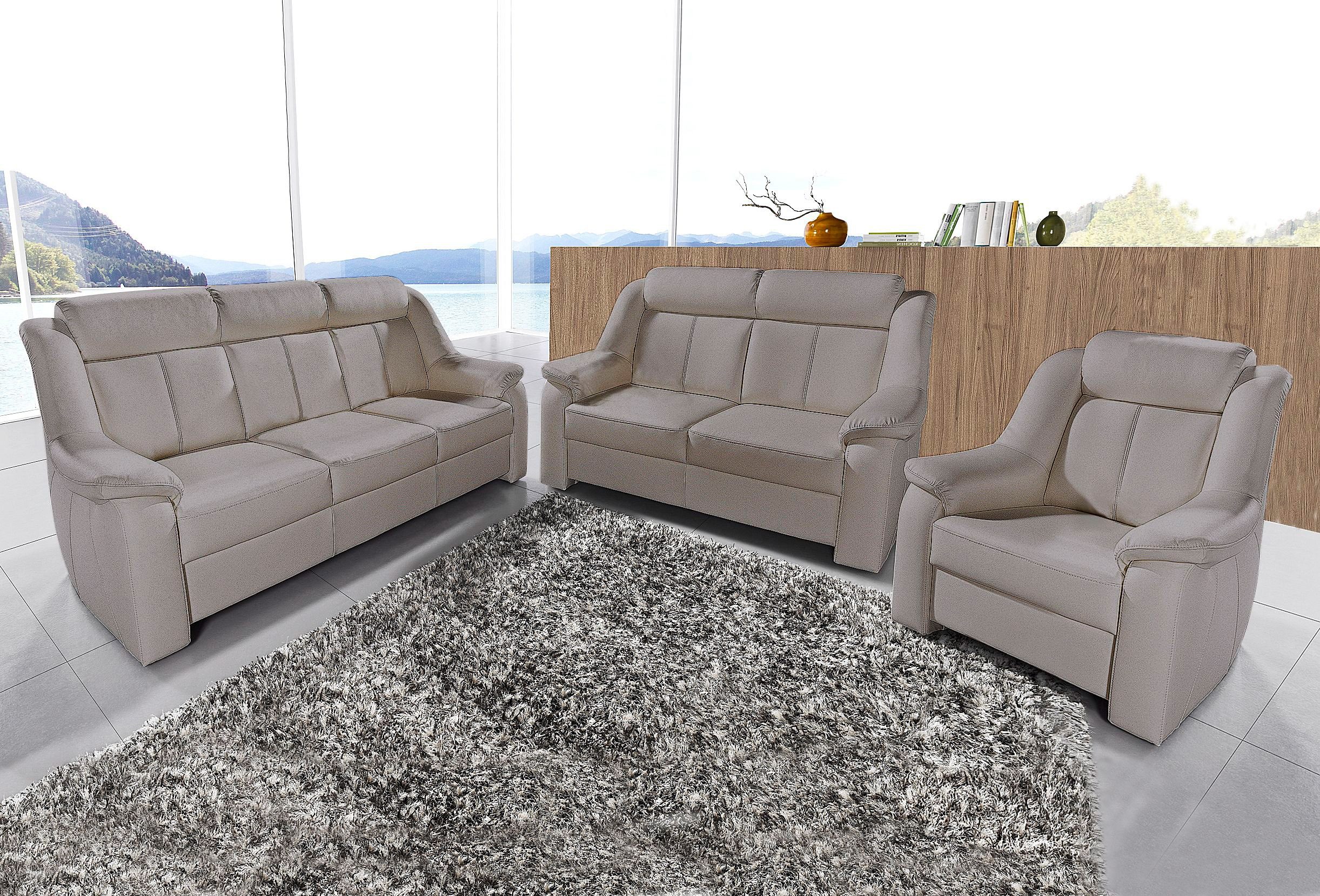 sit&more Zithoek Basel Set, bestaand uit 3-zitsbank + 2-zitsbank + fauteuil
