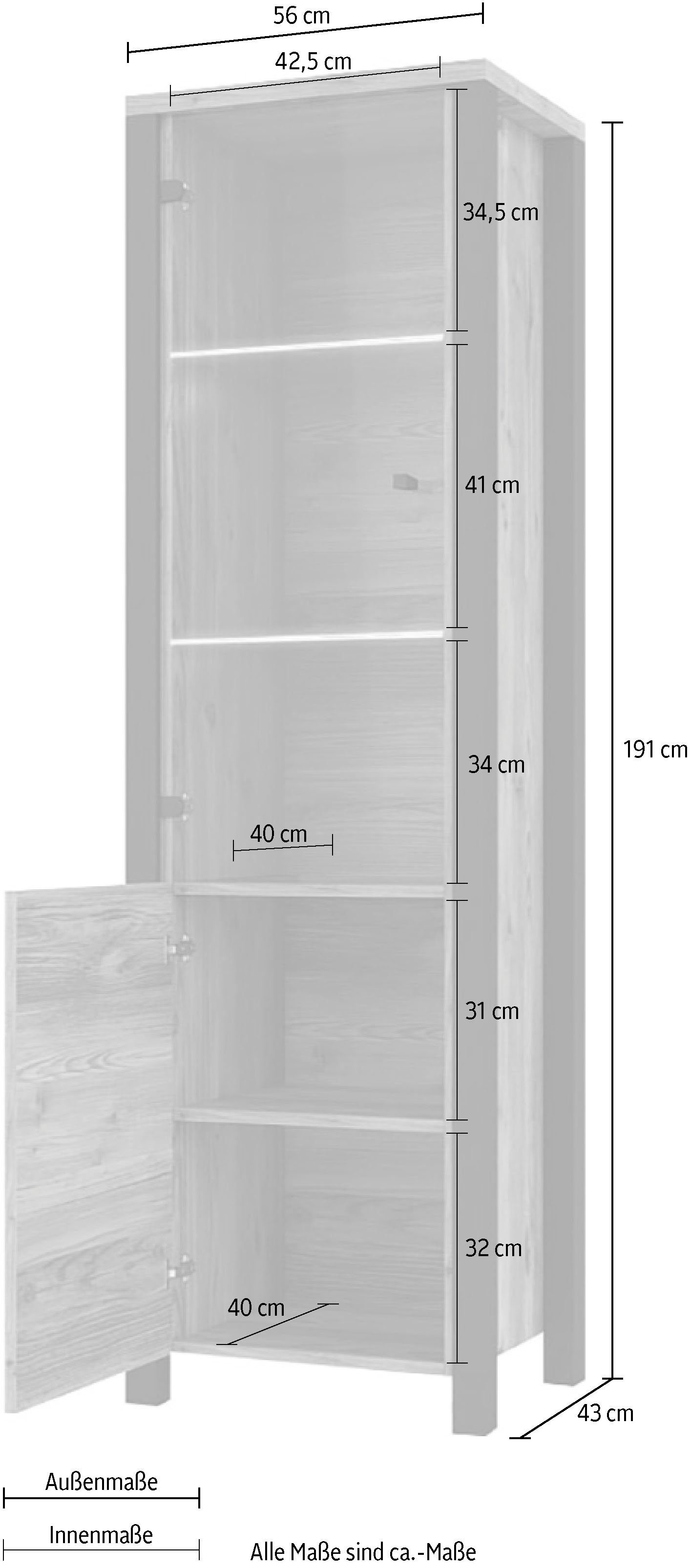 Home affaire Vitrinekast Olin Hoogte 191 cm