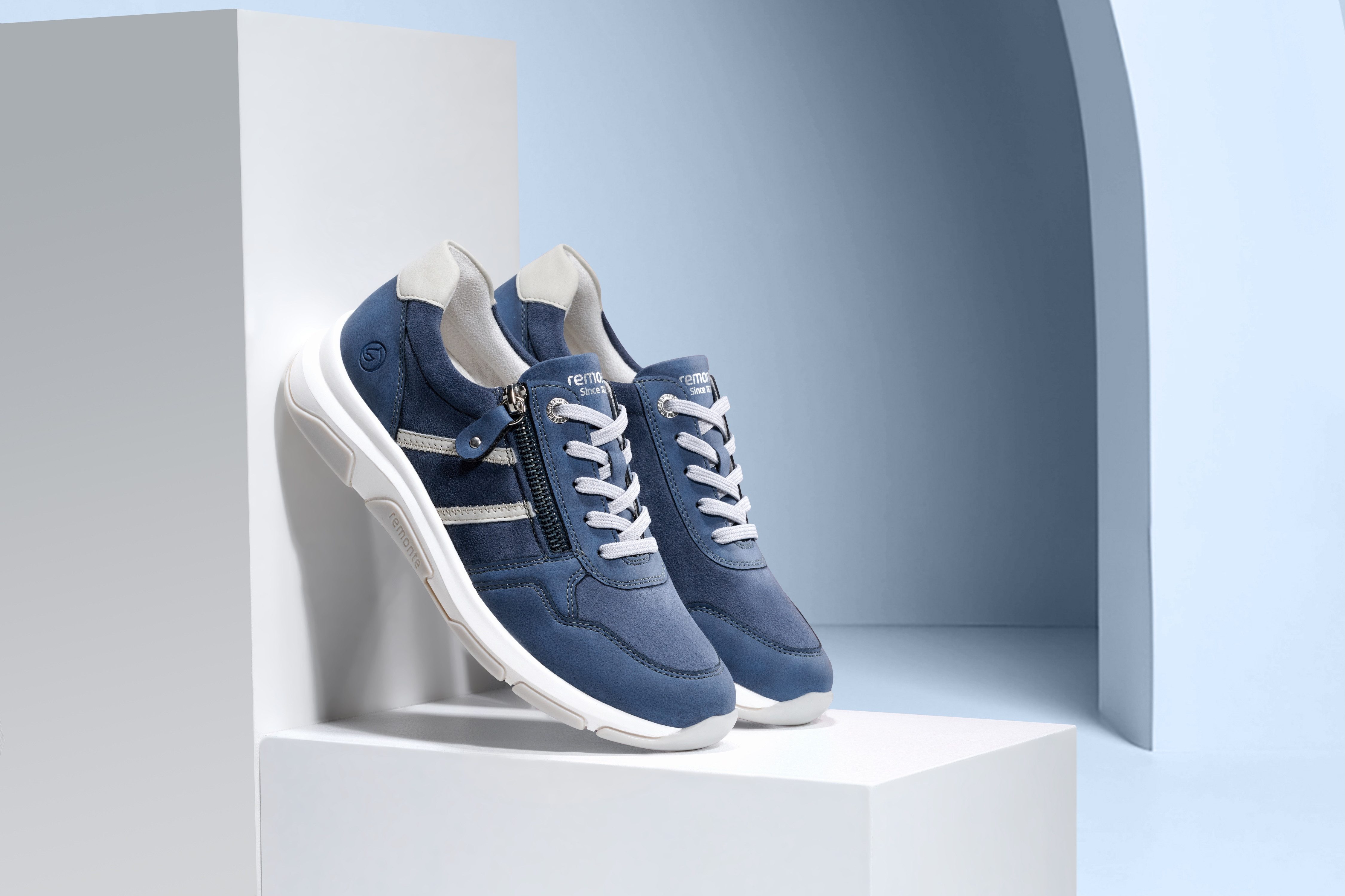 Remonte Sneakers met sleehak vrijetijdsschoen, lage schoen, veterschoen in vegan uitvoering