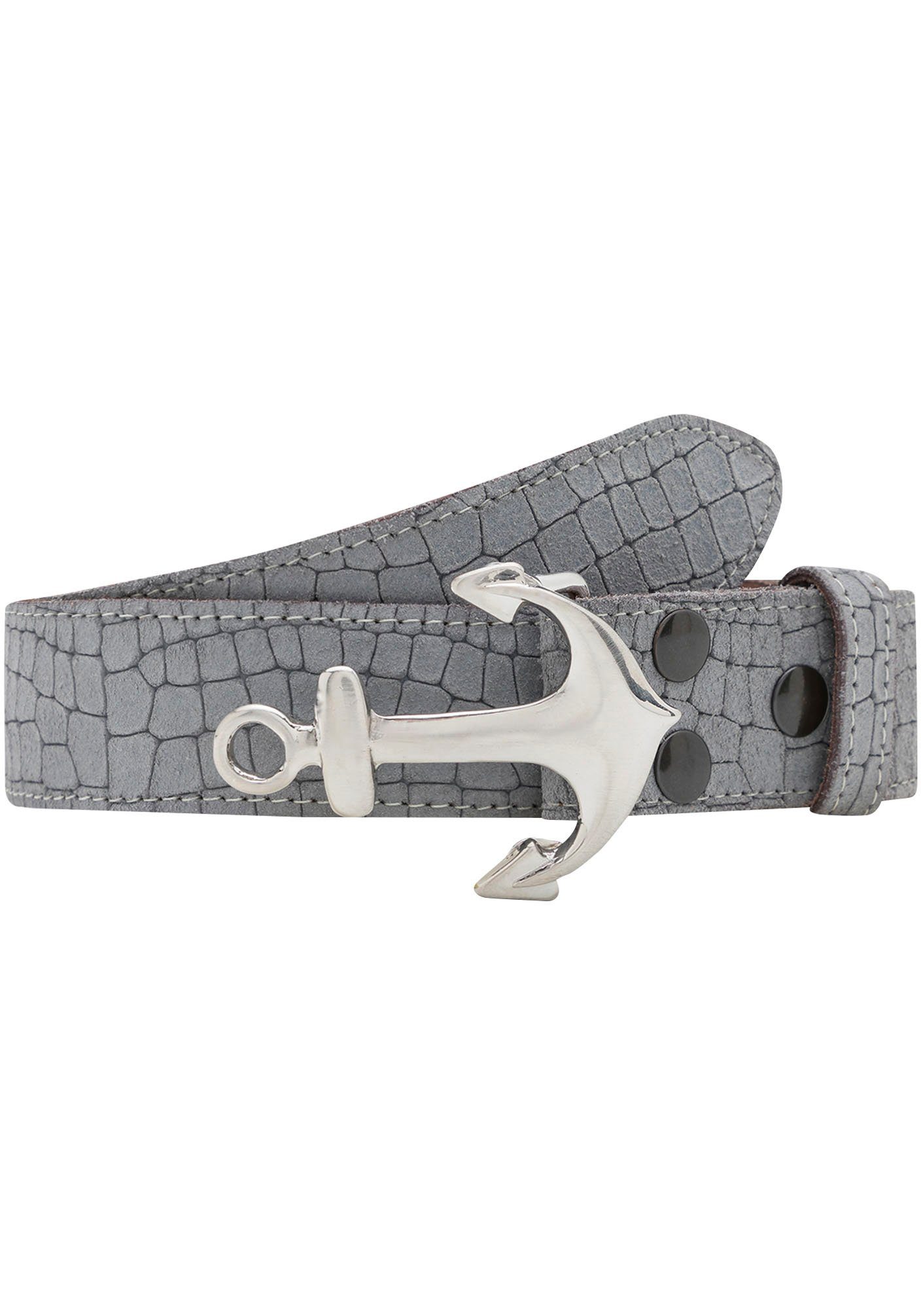 RETTUNGSRING by showroom 019° Leren riem met verwisselbare sluiting "anker s019° gematteerd" unisex riemen maat 120 grijs