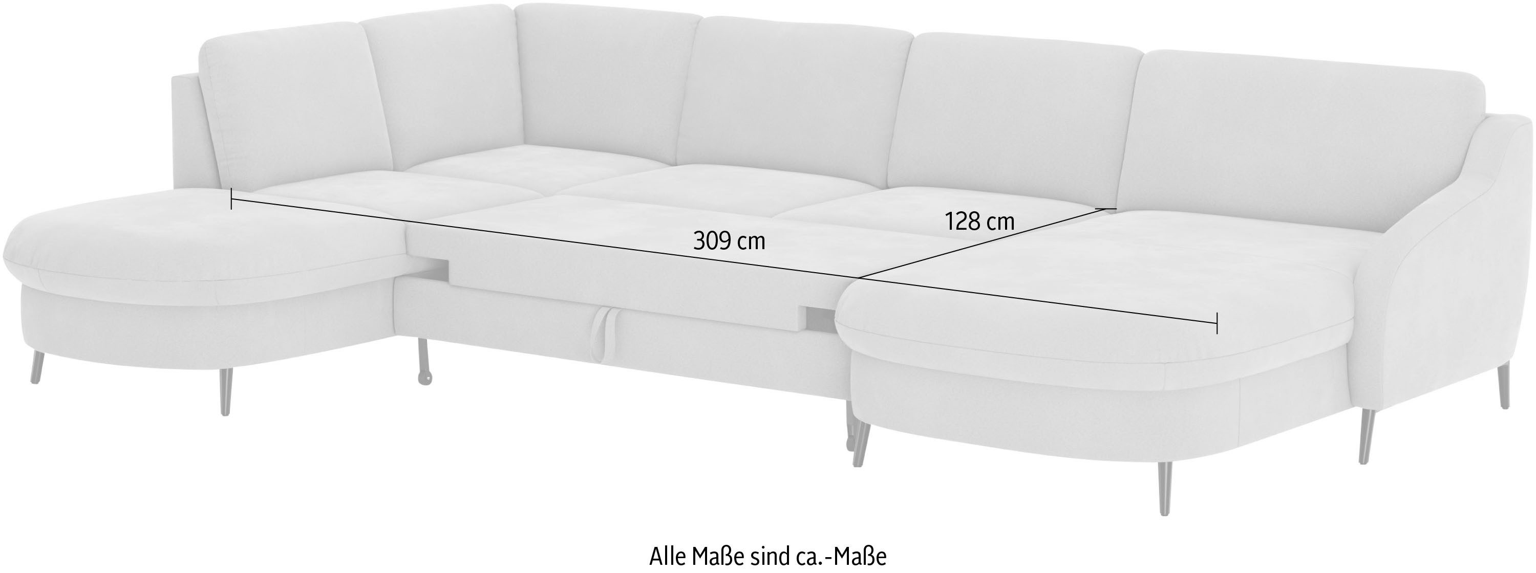 sit&more Zithoek Soul U-model optioneel met bedfunctie en bedlade of lade