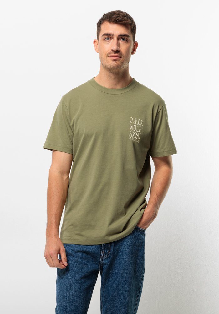 Jack Wolfskin Jack Tent T-Shirt Men Heren T-shirt van biologisch katoen M bruin bay leaf