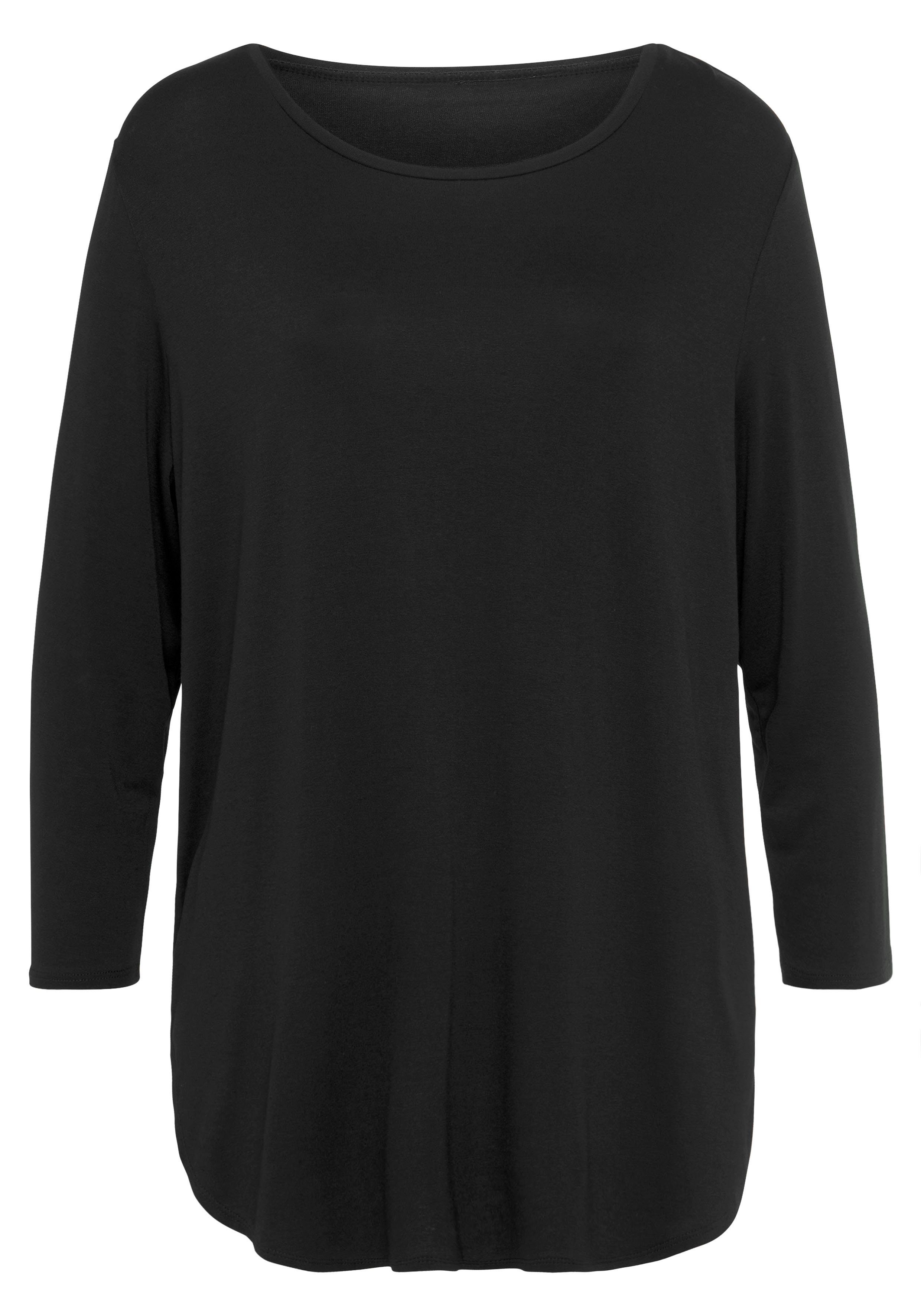 Lascana Shirt met 3 4 mouwen Met modieuze split aan de achterkant