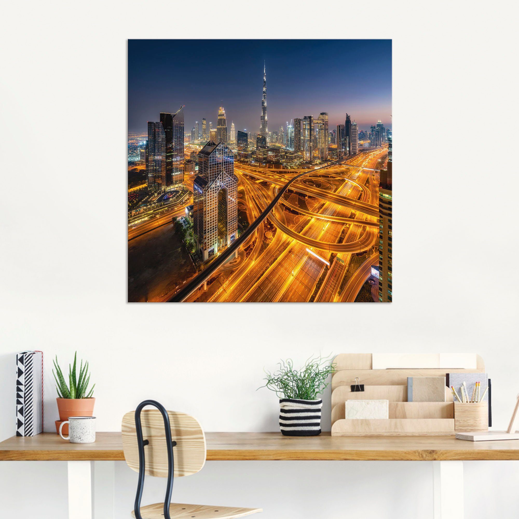 Artland Artprint Skyline Dubai als artprint van aluminium, artprint voor buiten, muursticker in diverse maten