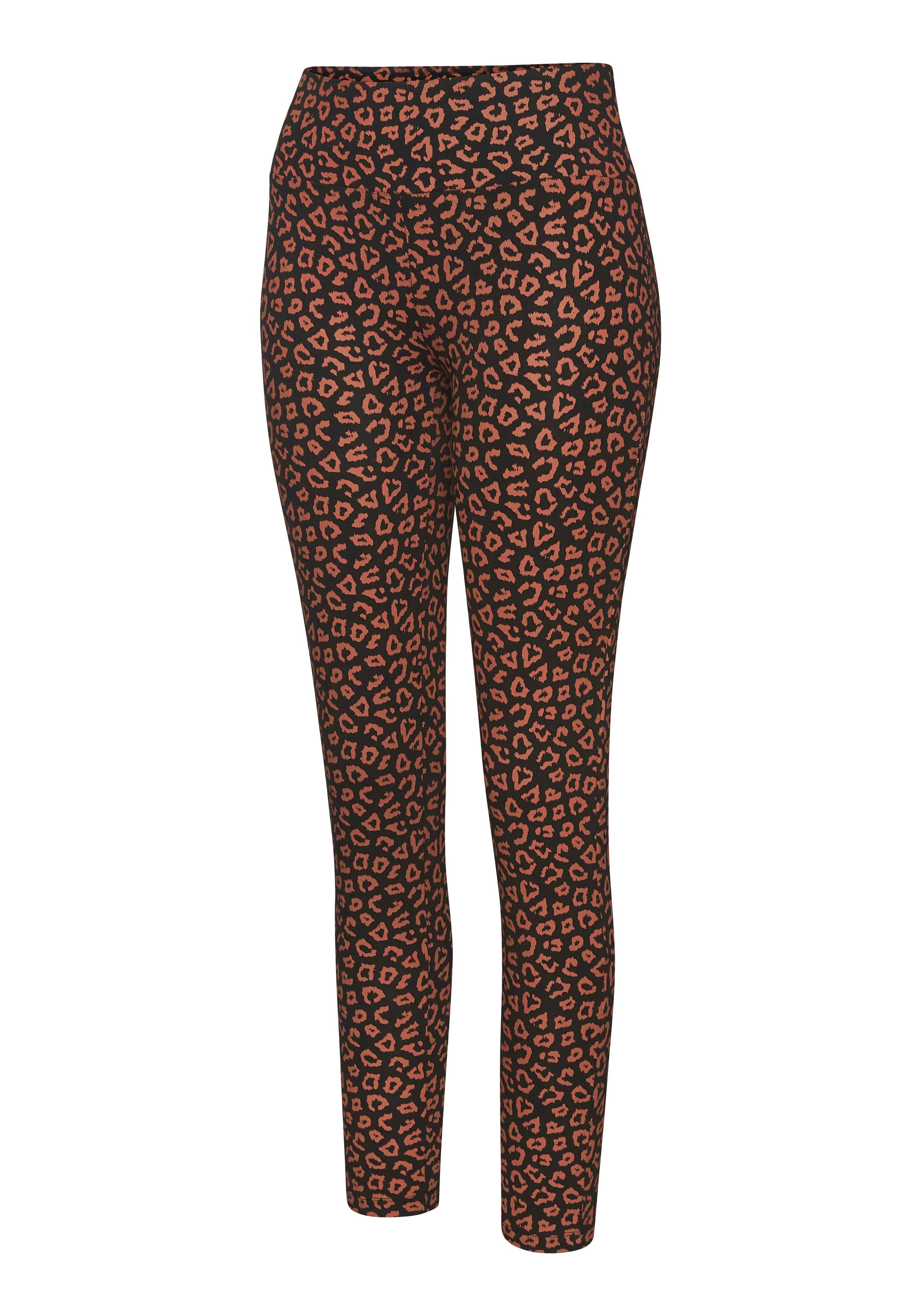Lascana Legging Sweatleggings met brede band in leeuwprint loungewear