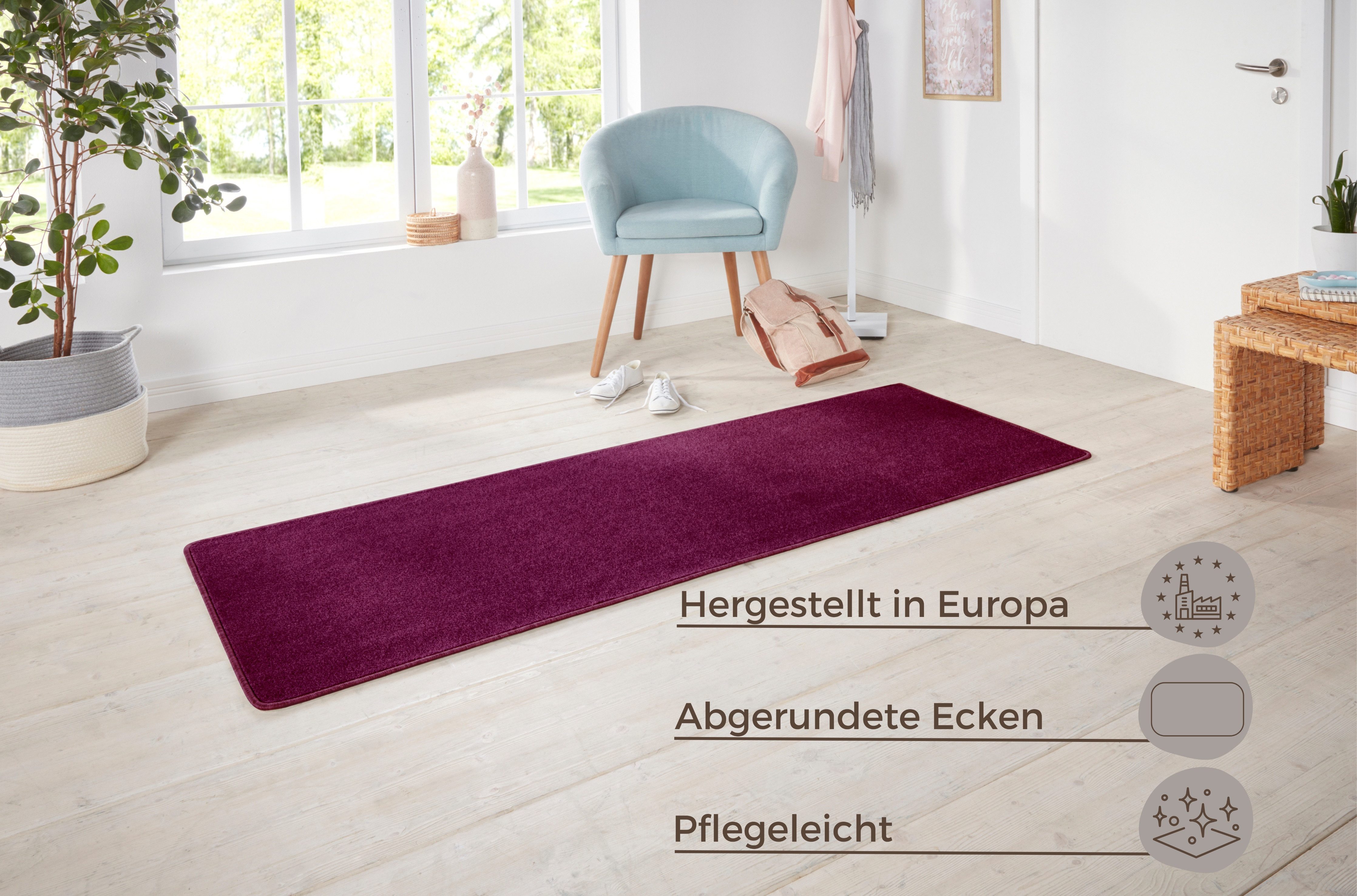 HANSE Home Vloerkleed Shashi Kortpolig, effen kleuren, loper, zacht, eetkamer, kinderkamer, gang