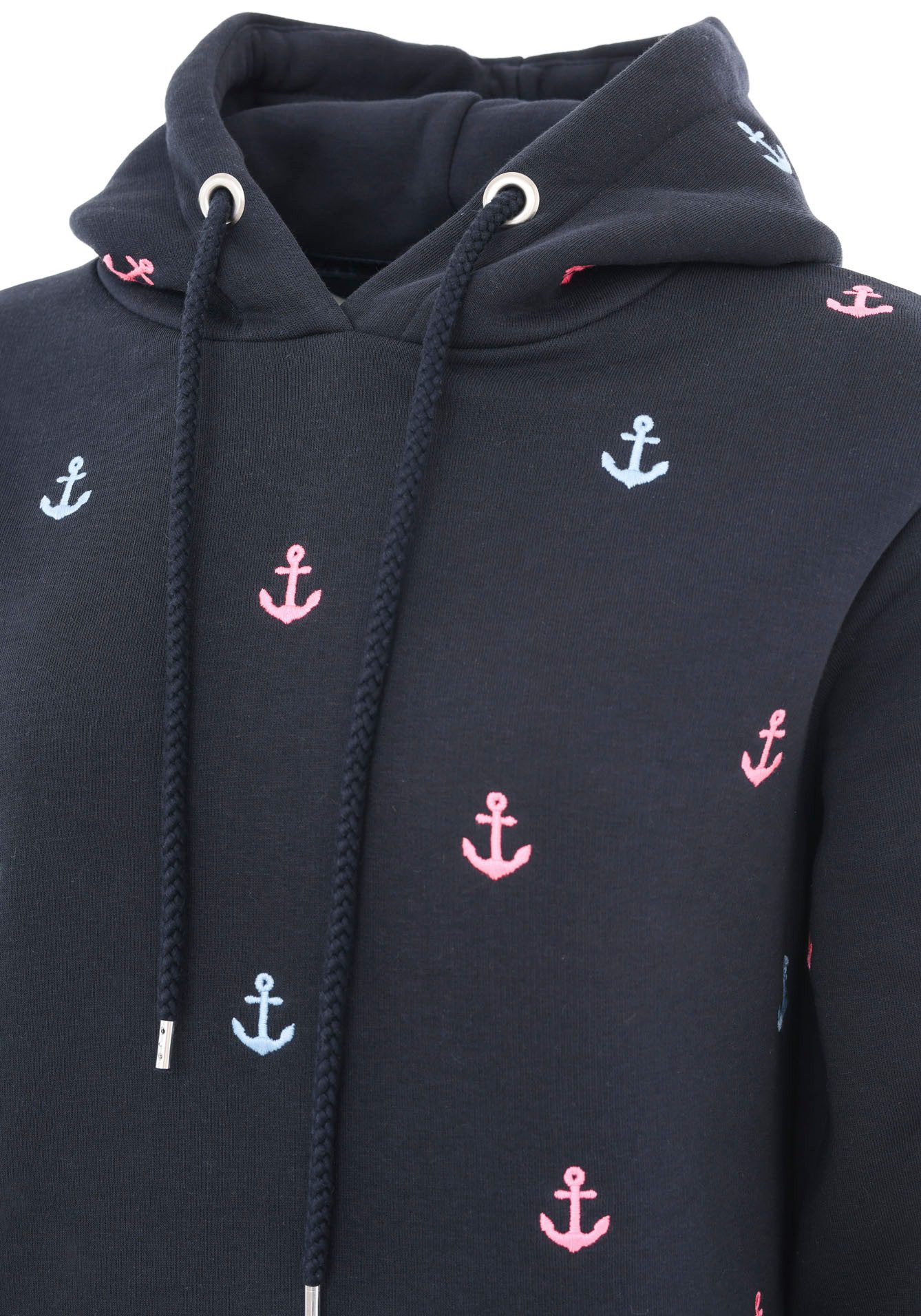 Zwillingsherz Hoodie Anker met geborduurde ankers en frontzak