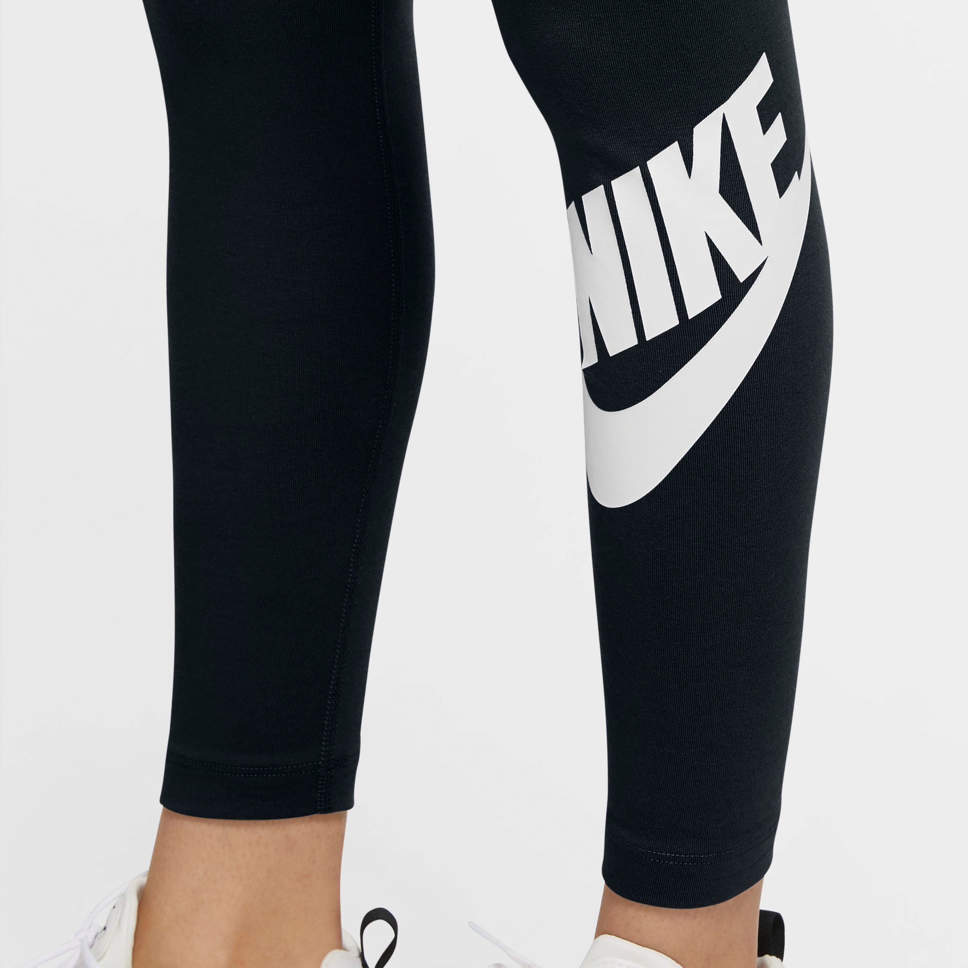 Nike Sportswear Legging Essential Women's High-Waisted Graphic Leggings Zweetafvoerende high waist sportleggings met logo