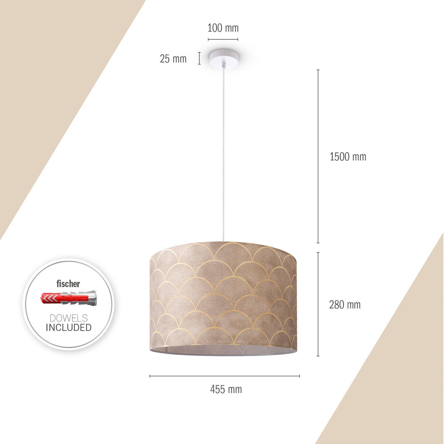 Paco Home Hanglamp Hugo Pillar Pendellamp eettafel lamp woonkamer stoffen kap vintage modern