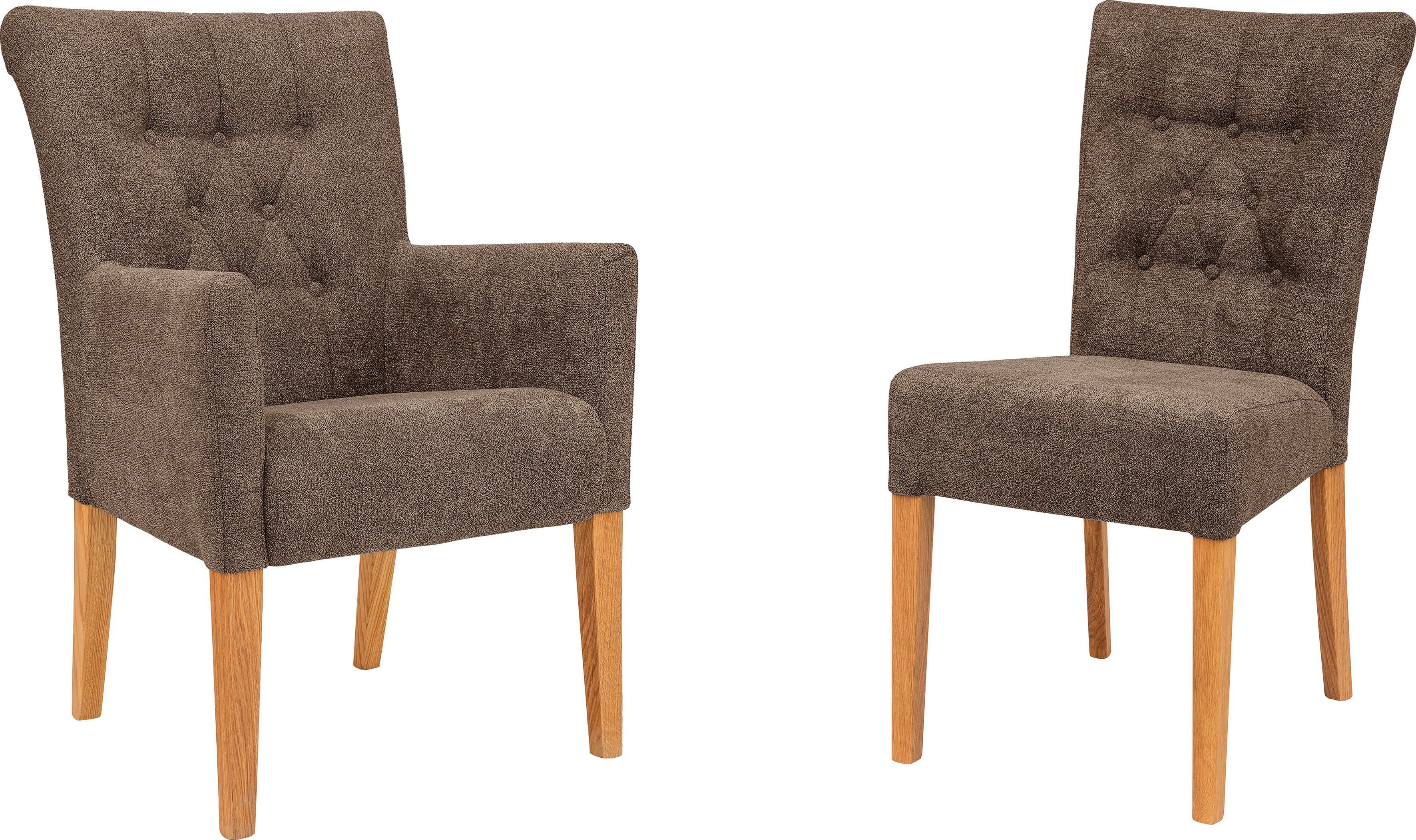 Home affaire Stoel Queen Eetkamerstoel met capitonnage, set van 2, 4 of 6