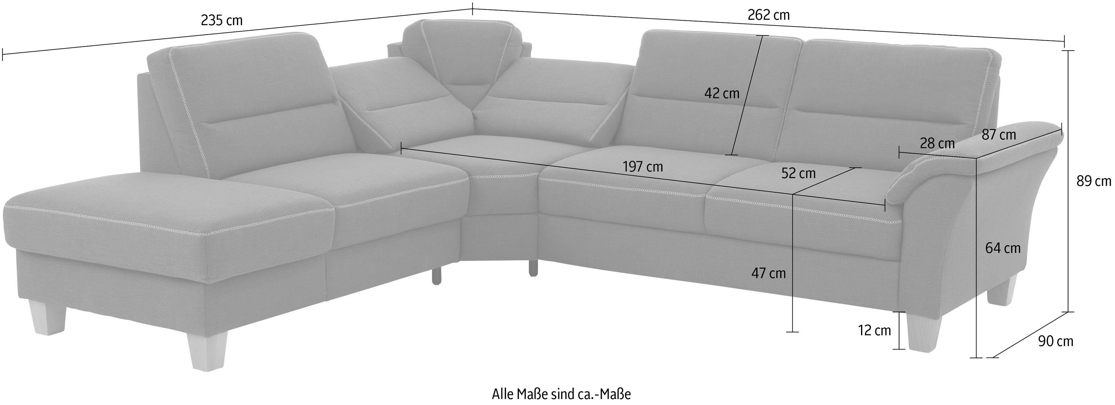 Home affaire Hoekbank Soleo L-model comfortabel door trapezehoek met relaxfunctie, ook met slaapfunctie
