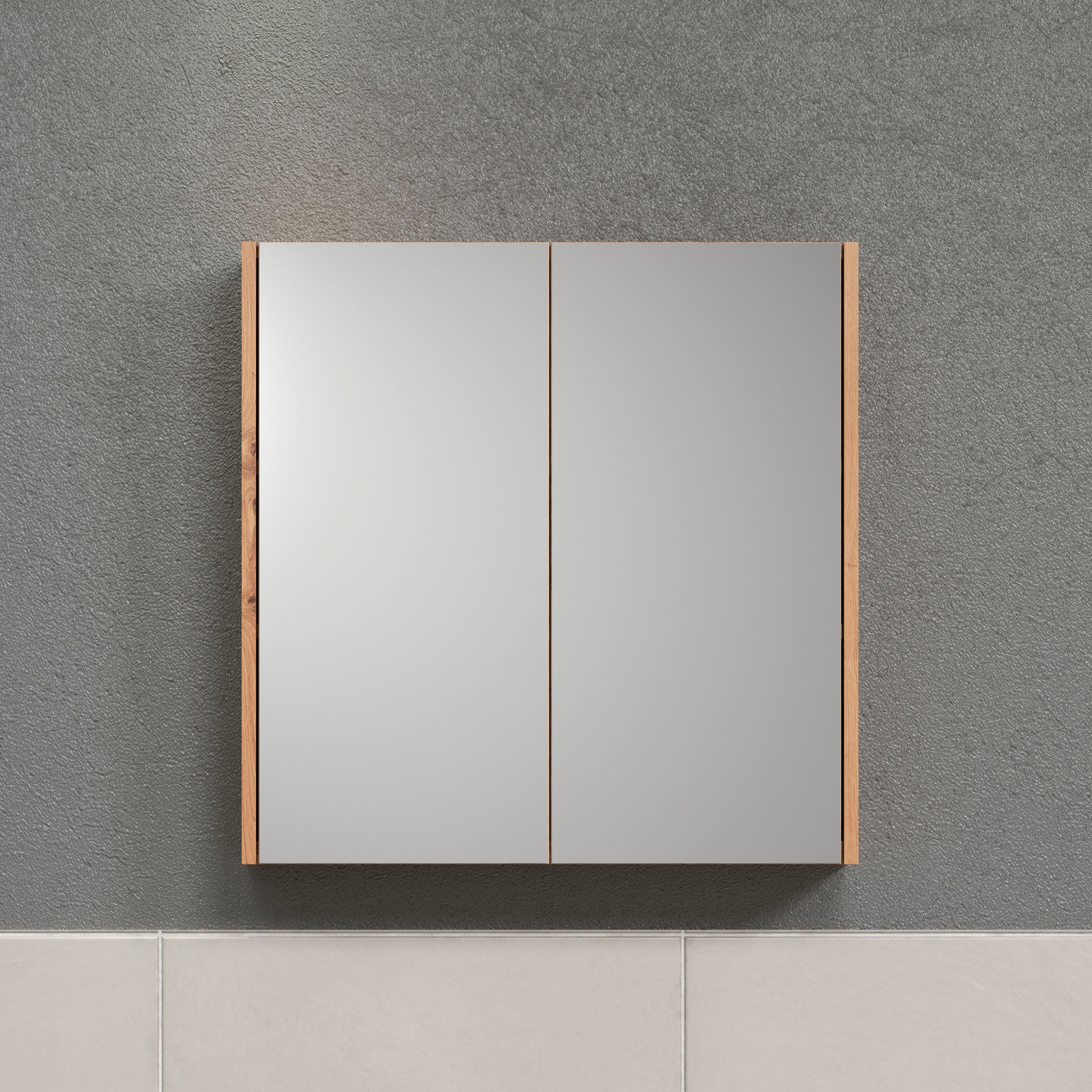 Places of Style Spiegelkast Tarragona Badspiegel met 2 spiegelt deuren en 2 legplanken - (B/D/H) 69/15/70 cm (1 stuk)