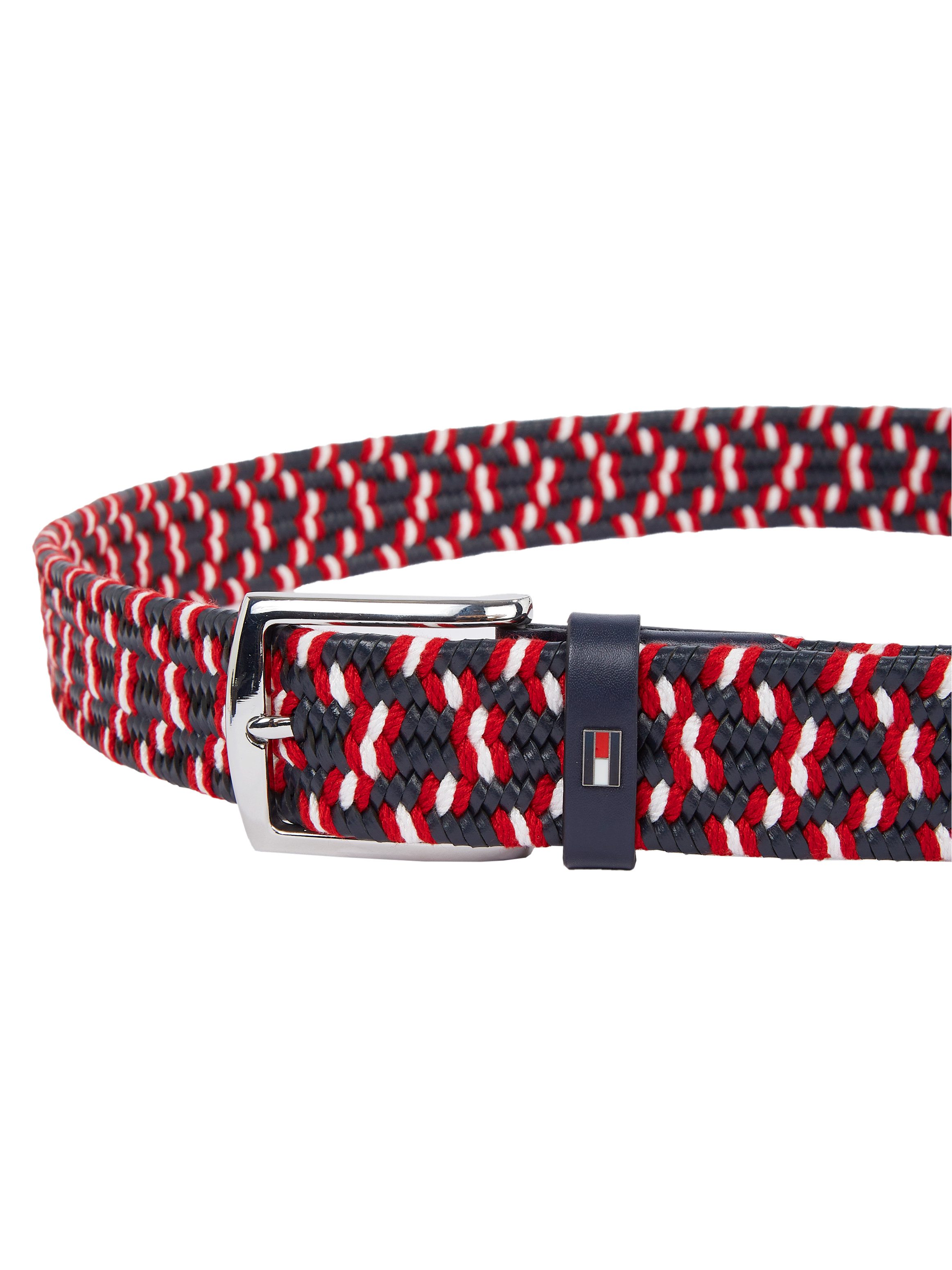Tommy Hilfiger Gevlochten riem DENTON ELASTIC LEATHER 3.5 Flexibel in grootte verstelbaar, elastisch, merklogo embleem van metaal