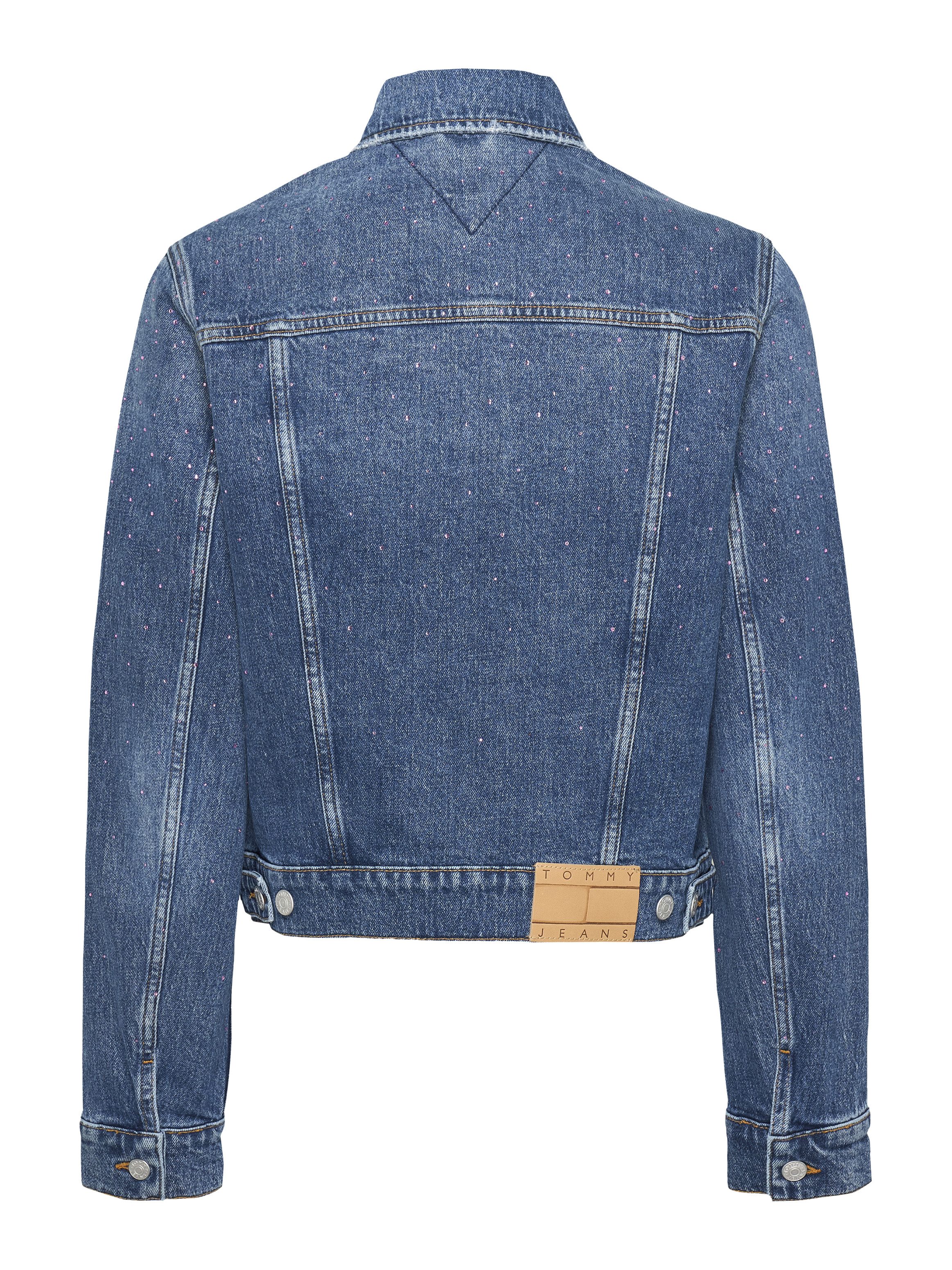 TOMMY Jeansjack CLASSIC TRUCKER JACKET AI6136 met typische trucker-details, met sierstenen