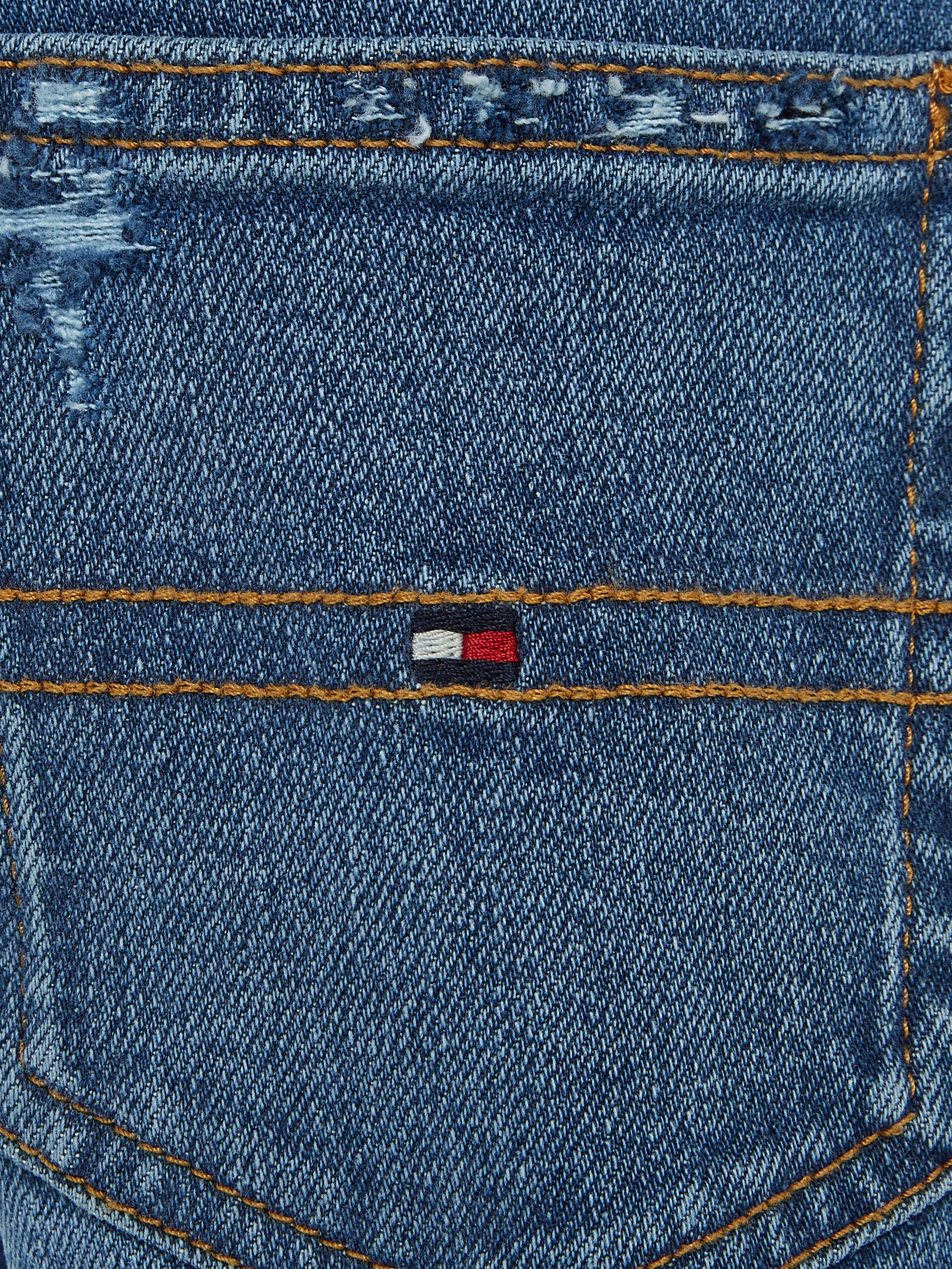 Tommy Hilfiger Wijde jeans GIRLFRIEND MID WASH in middelblau wassing, met logo-badge