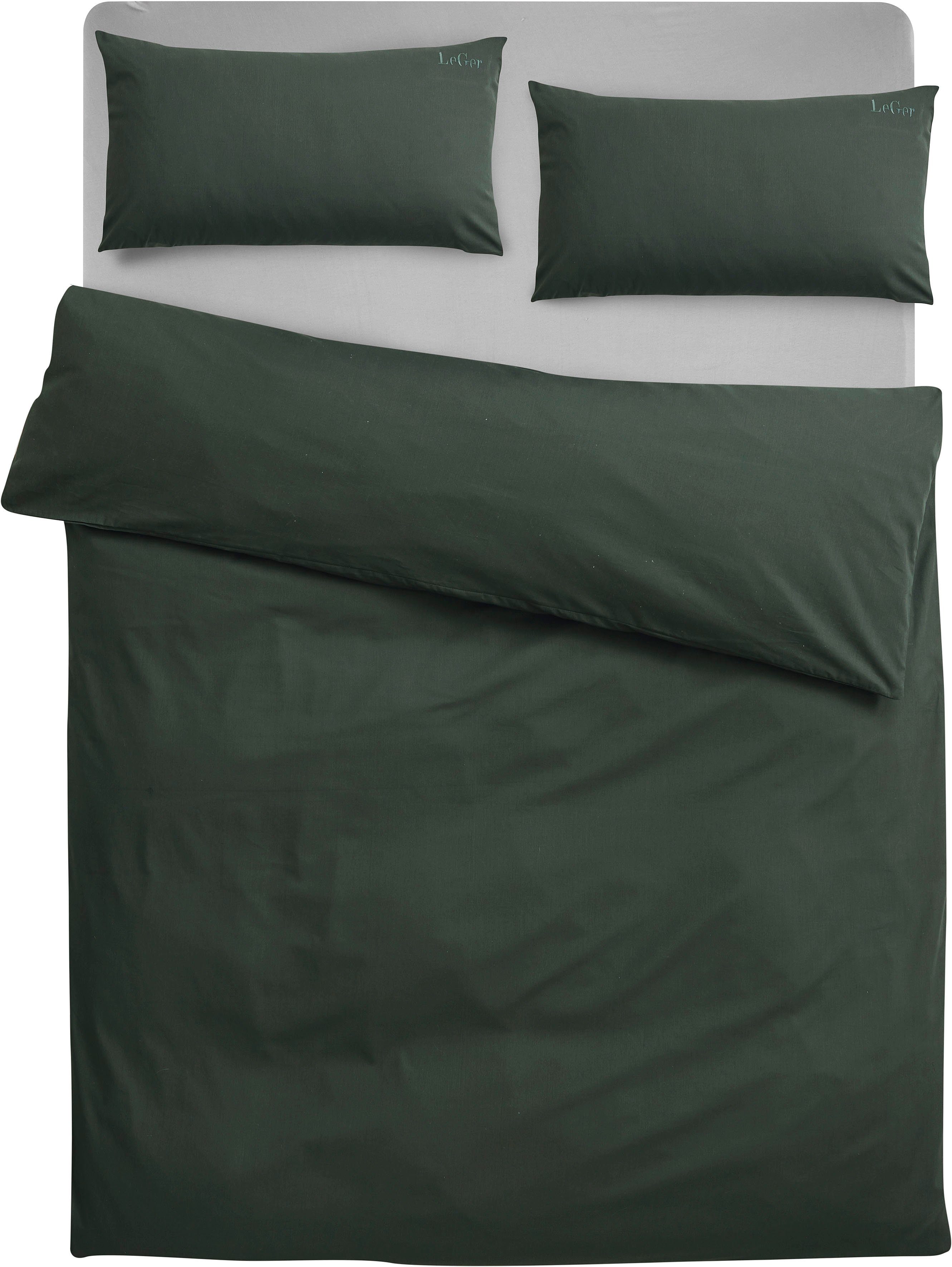 LeGer Home by Lena Gercke Beddengoed Anisa in maat 135x200, 155x220 cm of 200x200 Dekbedovertrek van katoen, unikleurige dekbedovertrek met ritssluiting