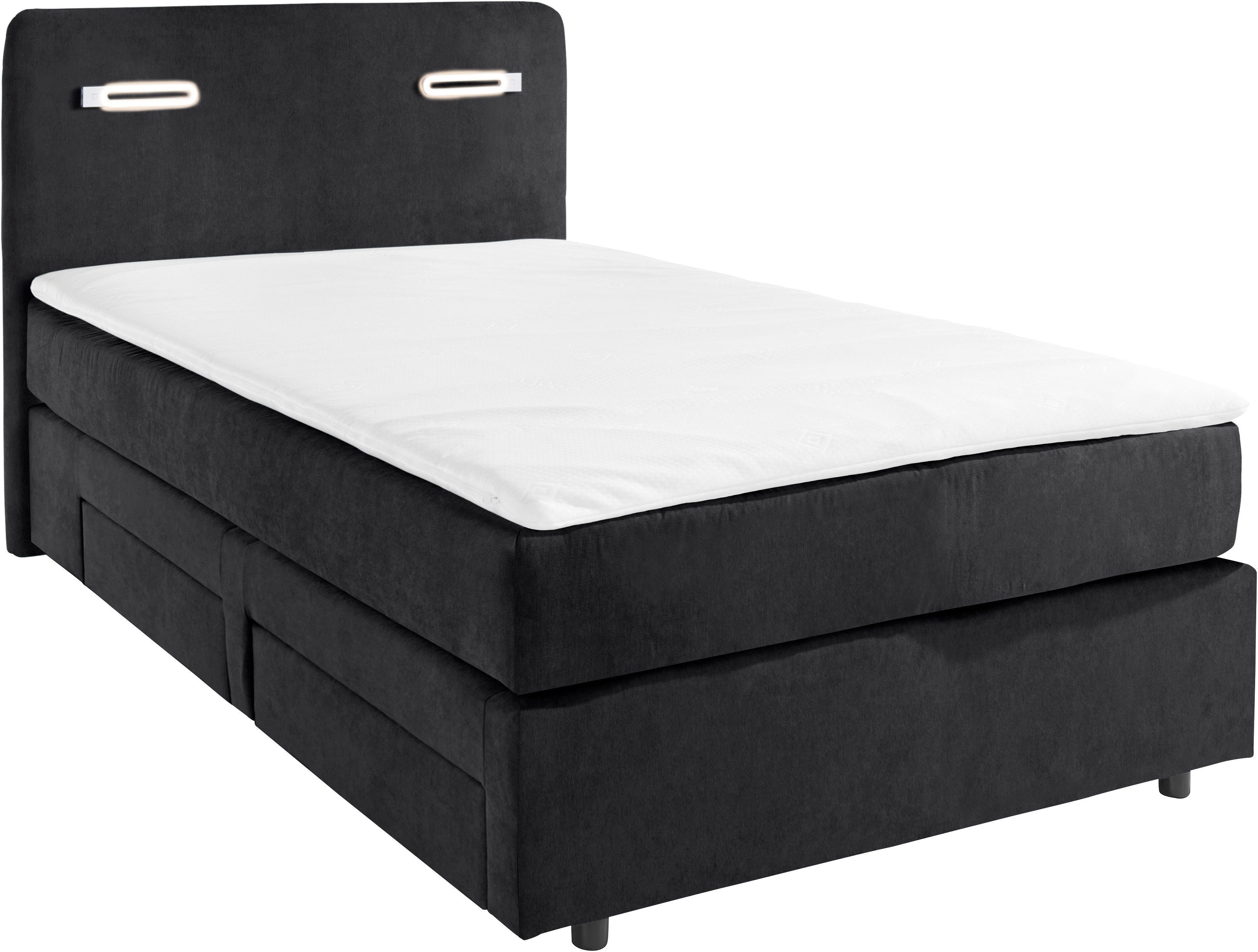 INOSIGN Boxspring Luan Laden, ledverlichting en topmatras, in breedte 120 cm en 180 cm